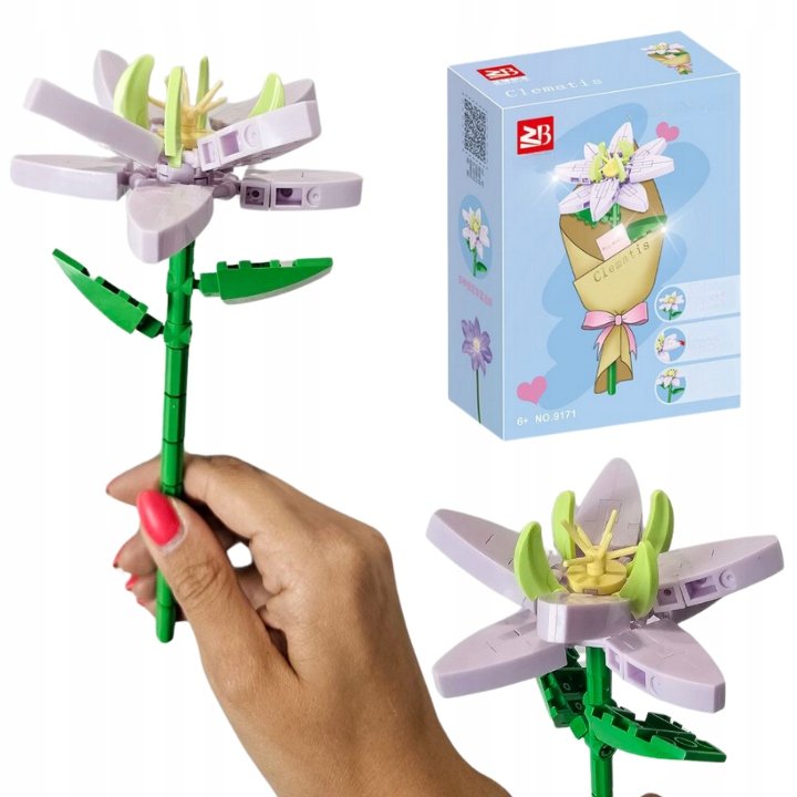 ZESTAW KREATYWNY KWIAT LOTOSU KWIATKI KONSTRUKCYJNE OGRÓD 90 ELEMENTÓW