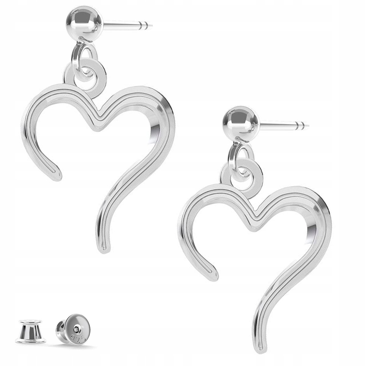 Kolczyki srebrne Serce Serduszko 925