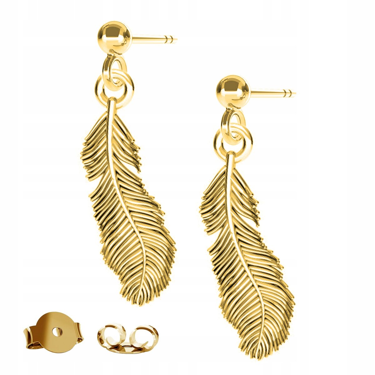 Kolczyki złote Piórko Pióro 925