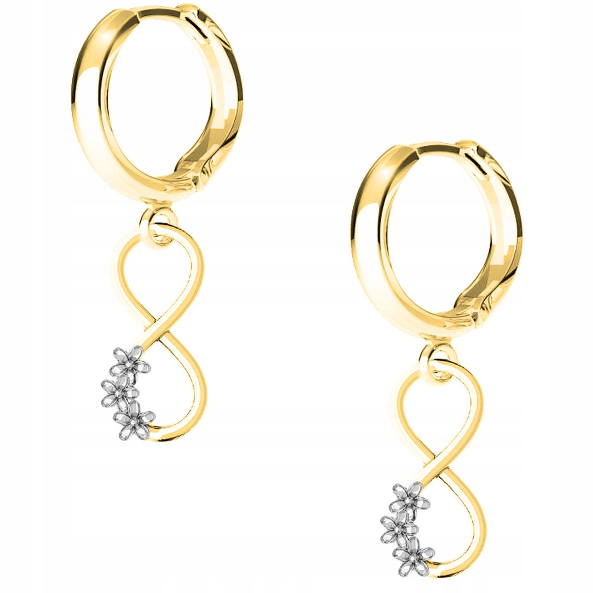 Kolczyki złote Infinity Kwiat 925