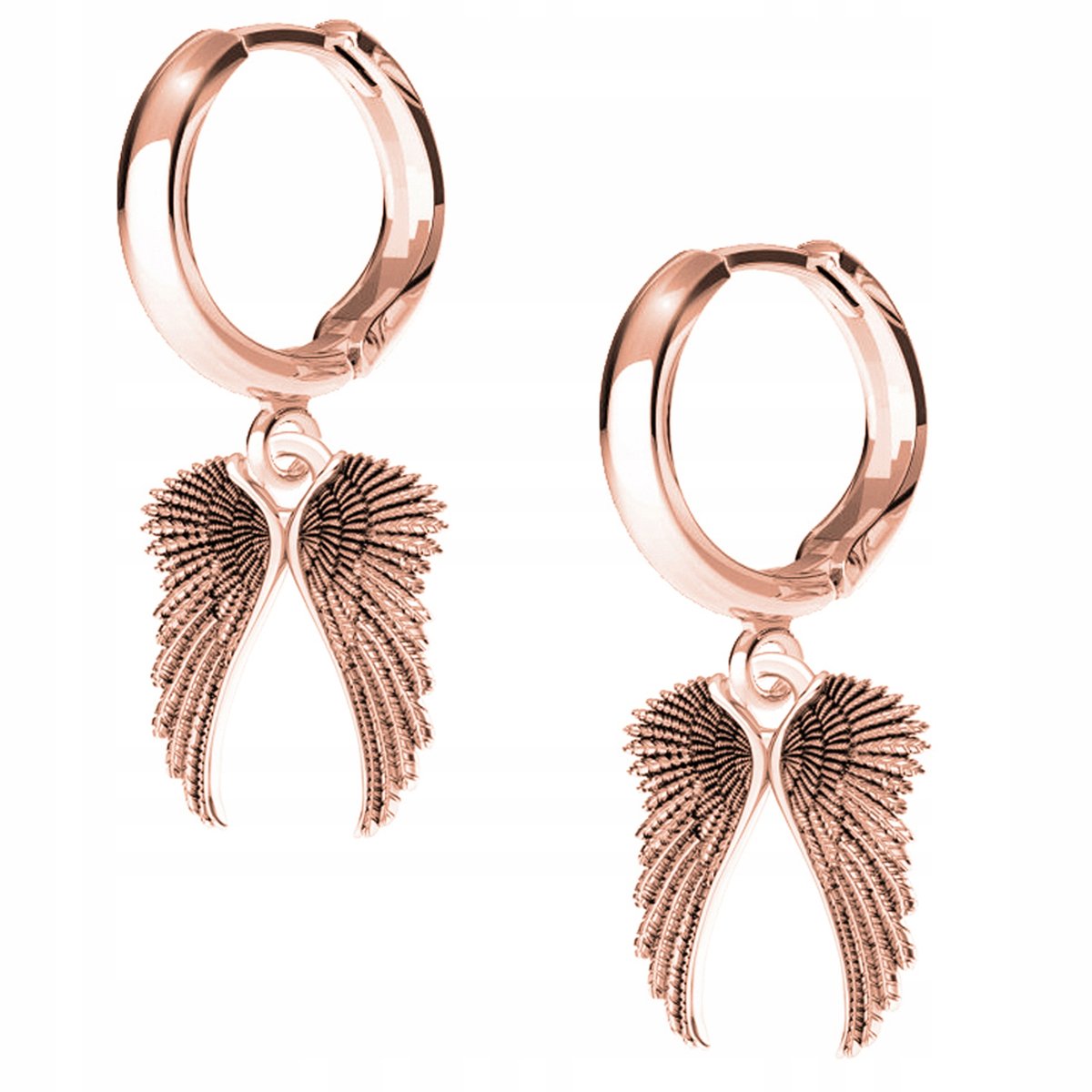 Kolczyki Dwa Skrzydła różowe złoto 925