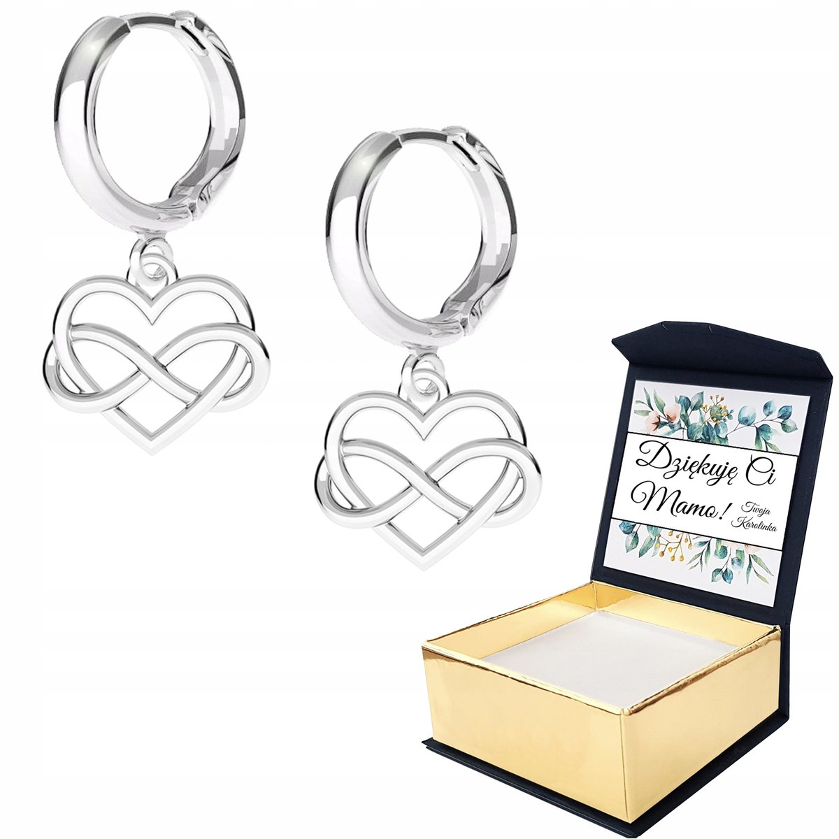 Kolczyki srebrne Serce Heart 925 WŁASNY NADRUK