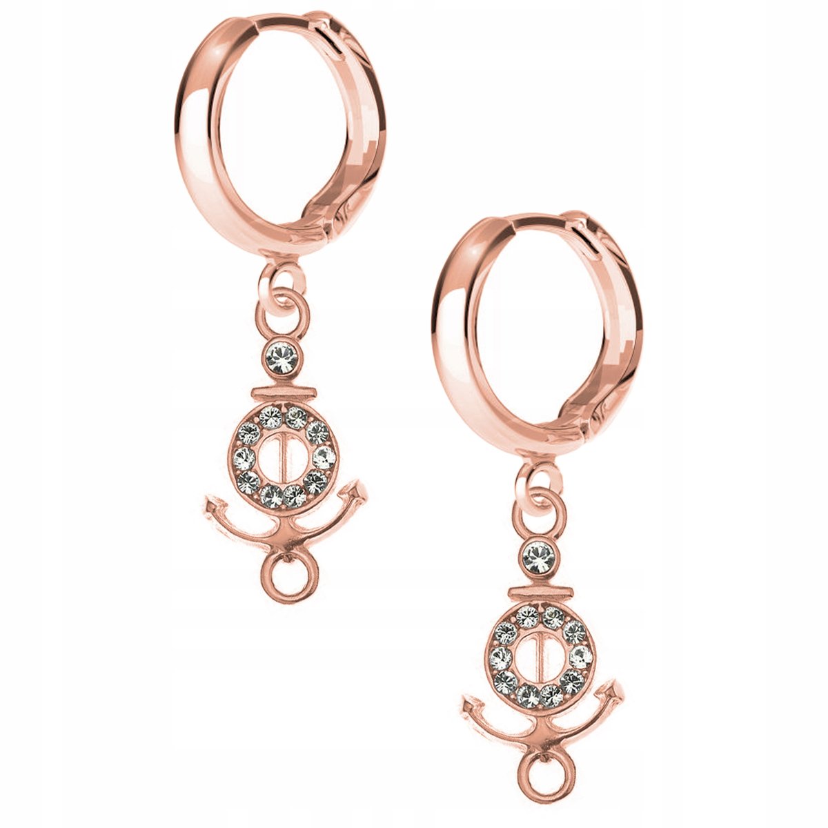 Kolczyki Kotwica Łódź Boat różowe złoto 925