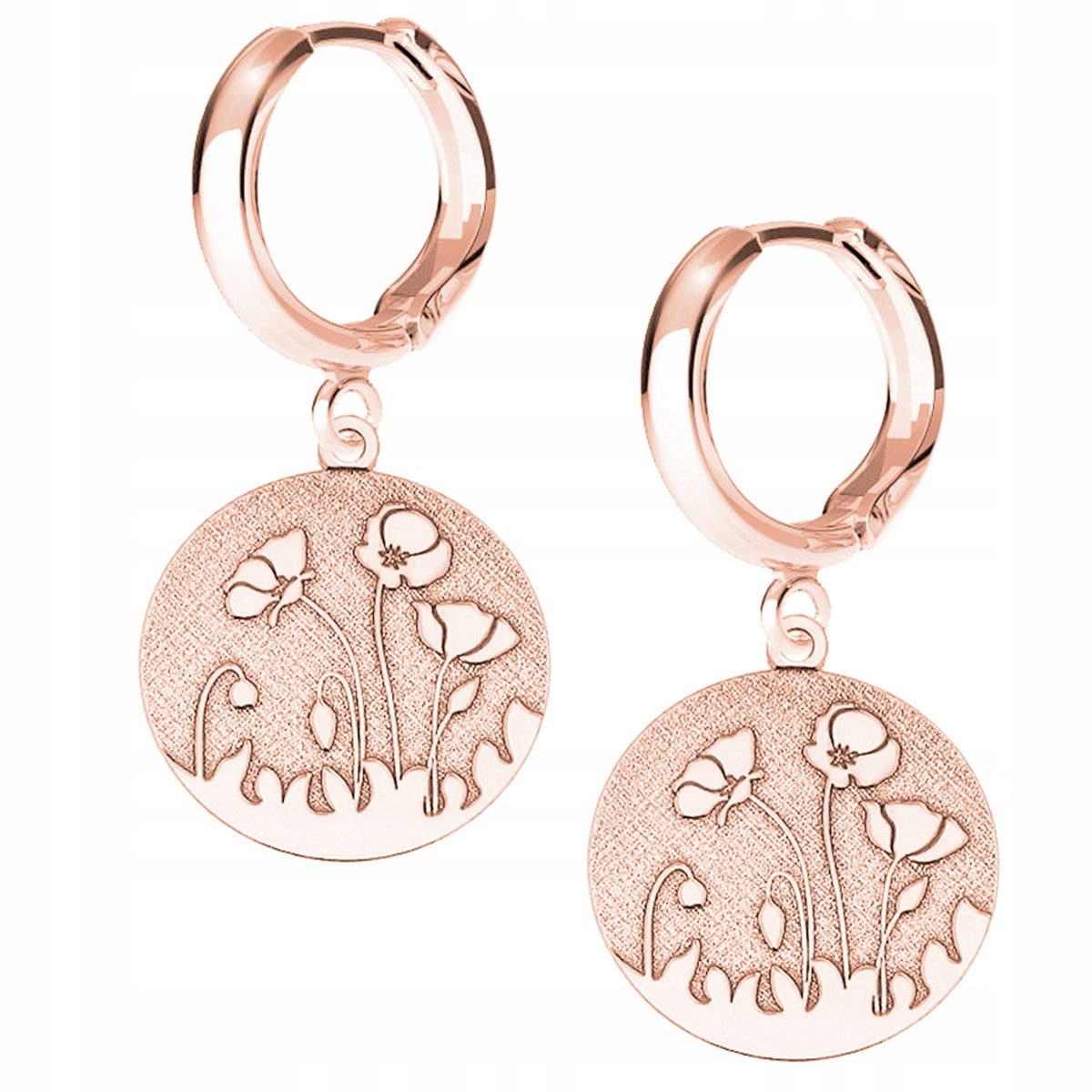 Kolczyki Maki Kwiaty Kwiat różowe złoto 925