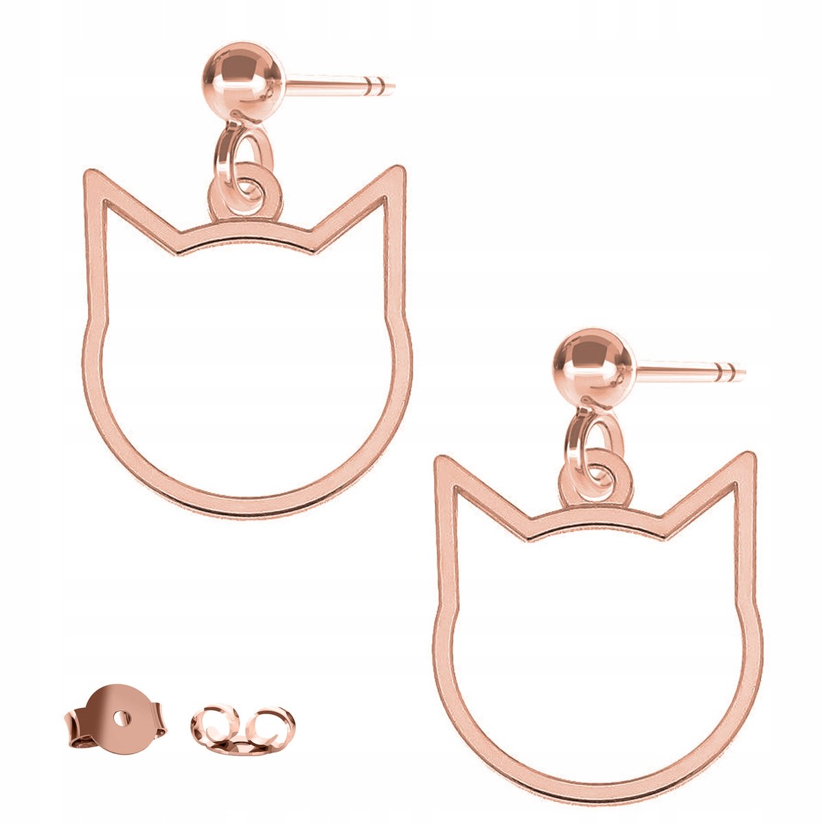 Kolczyki Kot Kotek Kotki różowe złoto 925