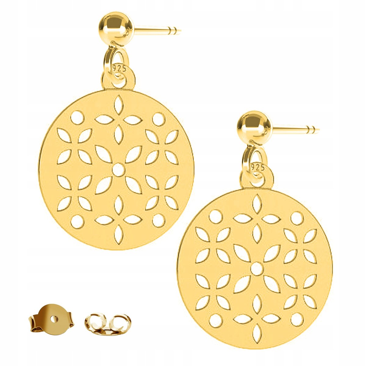 Kolczyki złote Kwiaty Kwiatki 925