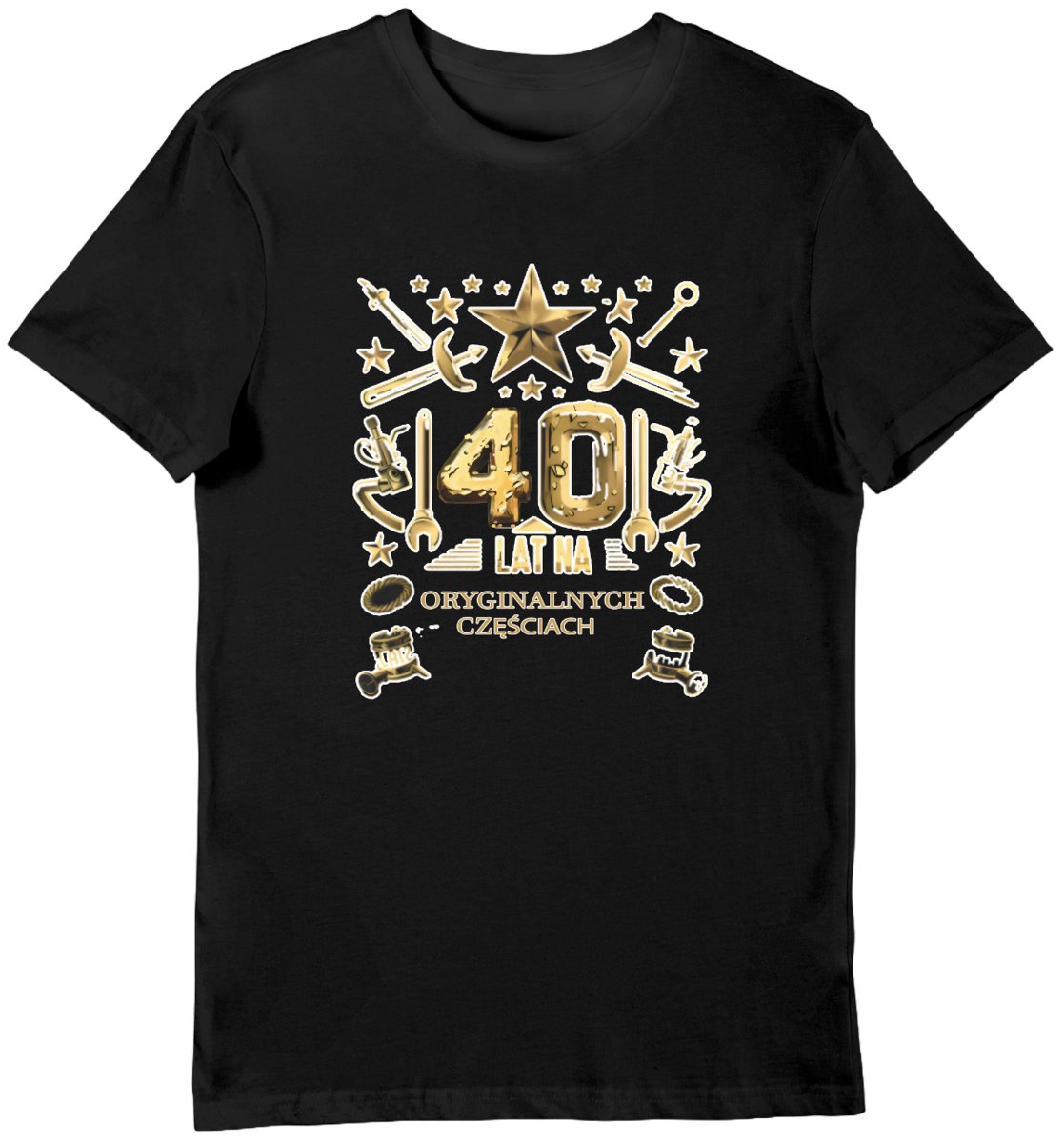 Koszulka na 40 lat na oryginalnych częściach czarna XL