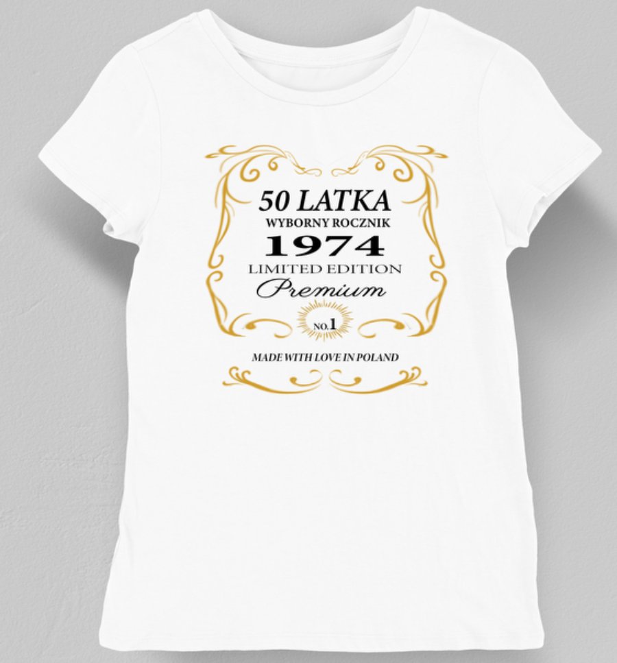Koszulka damska 50 urodziny 50 lat Wyborny rocznik 1974 prezent L