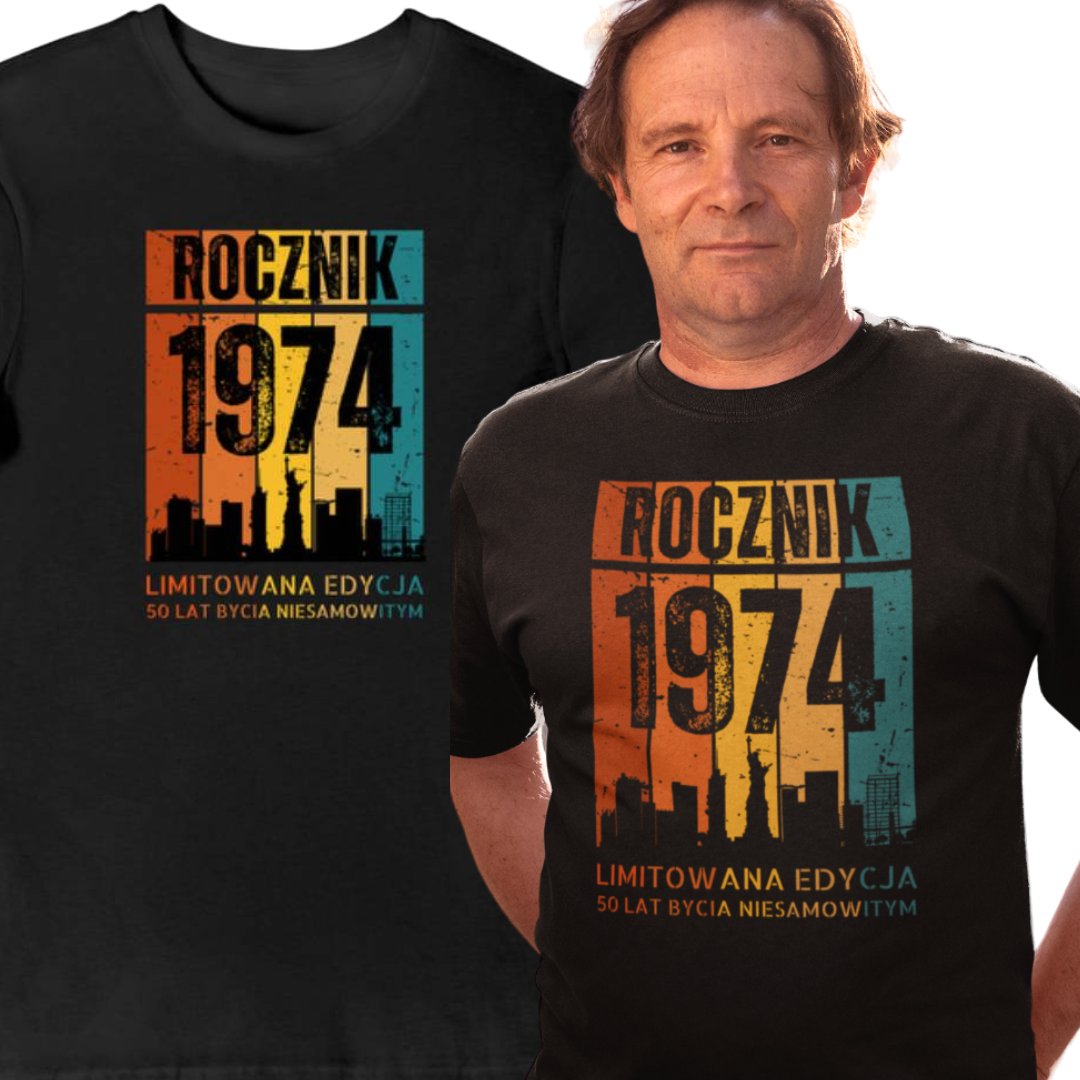 Koszulka na 50 urodziny Rocznik 1974 limitowana edycja czarna 2XL