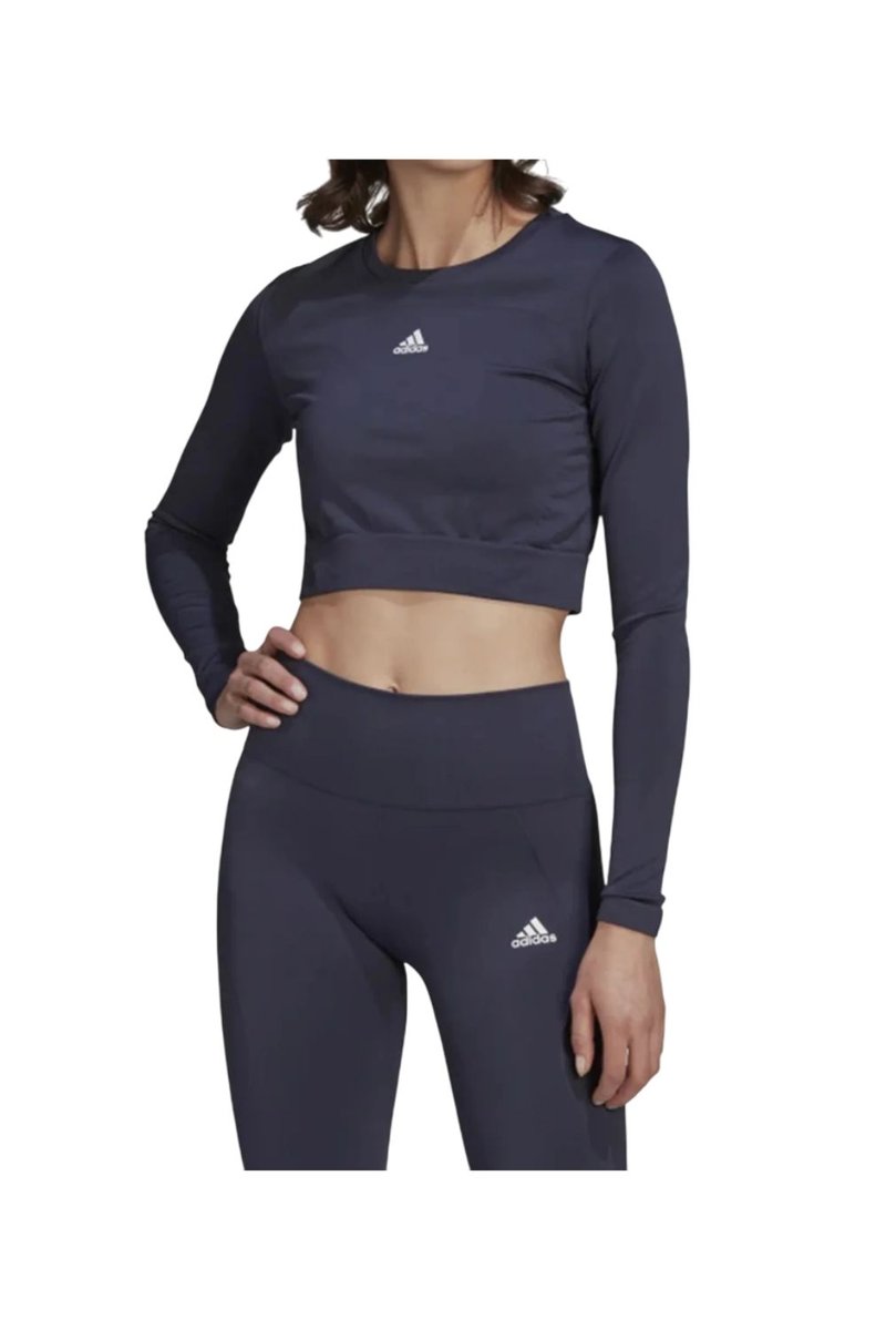 Koszulka damska Adidas Sml Fit z długim rękawem granatowa-XL