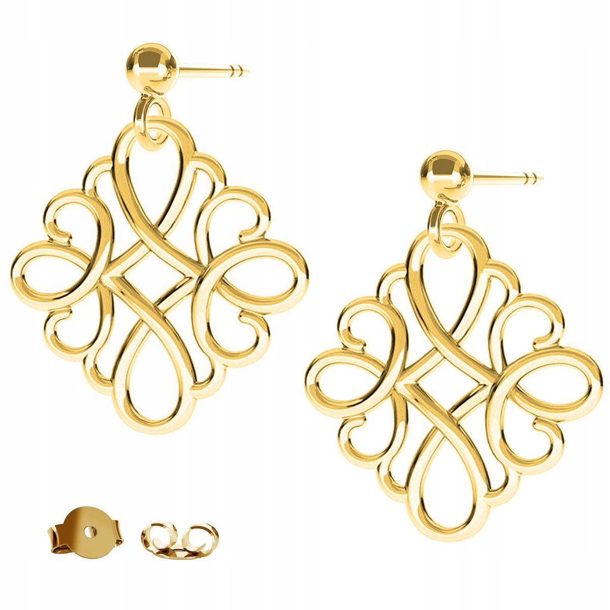 Kolczyki złote Ażurowy Łącznik 925