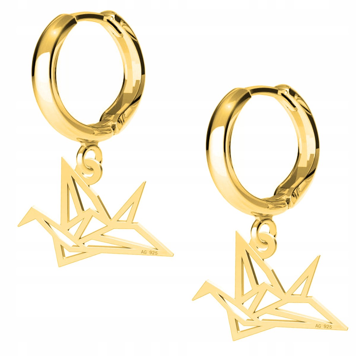 Kolczyki złote Ptak Origami Zwierzę 925