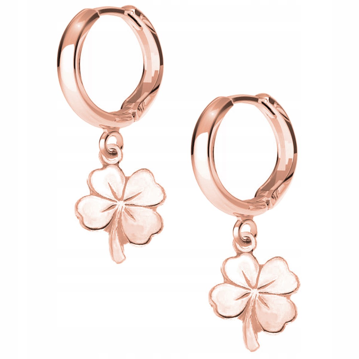 Kolczyki Koniczyna Kwiat różowe złoto 925