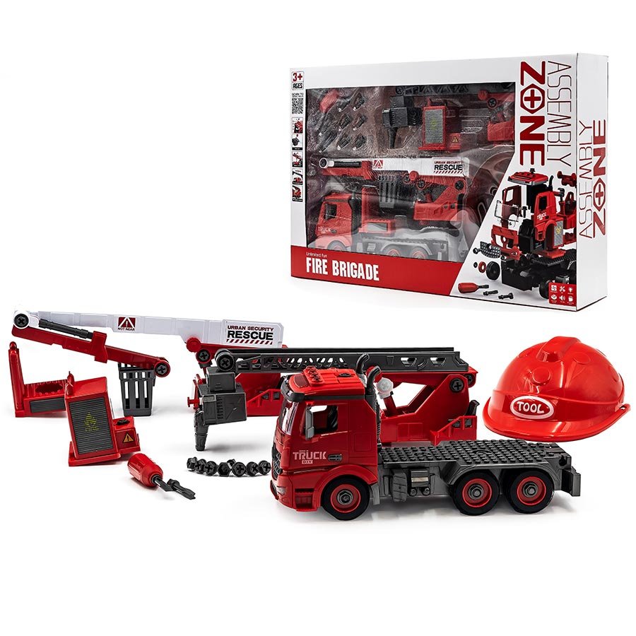 Pojazd do skręcania Sapphire Kids SK-143 3w1 - straż pożarna, kosz, kask