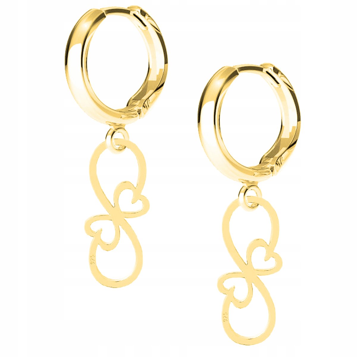 Kolczyki złote Infinity Serca 925