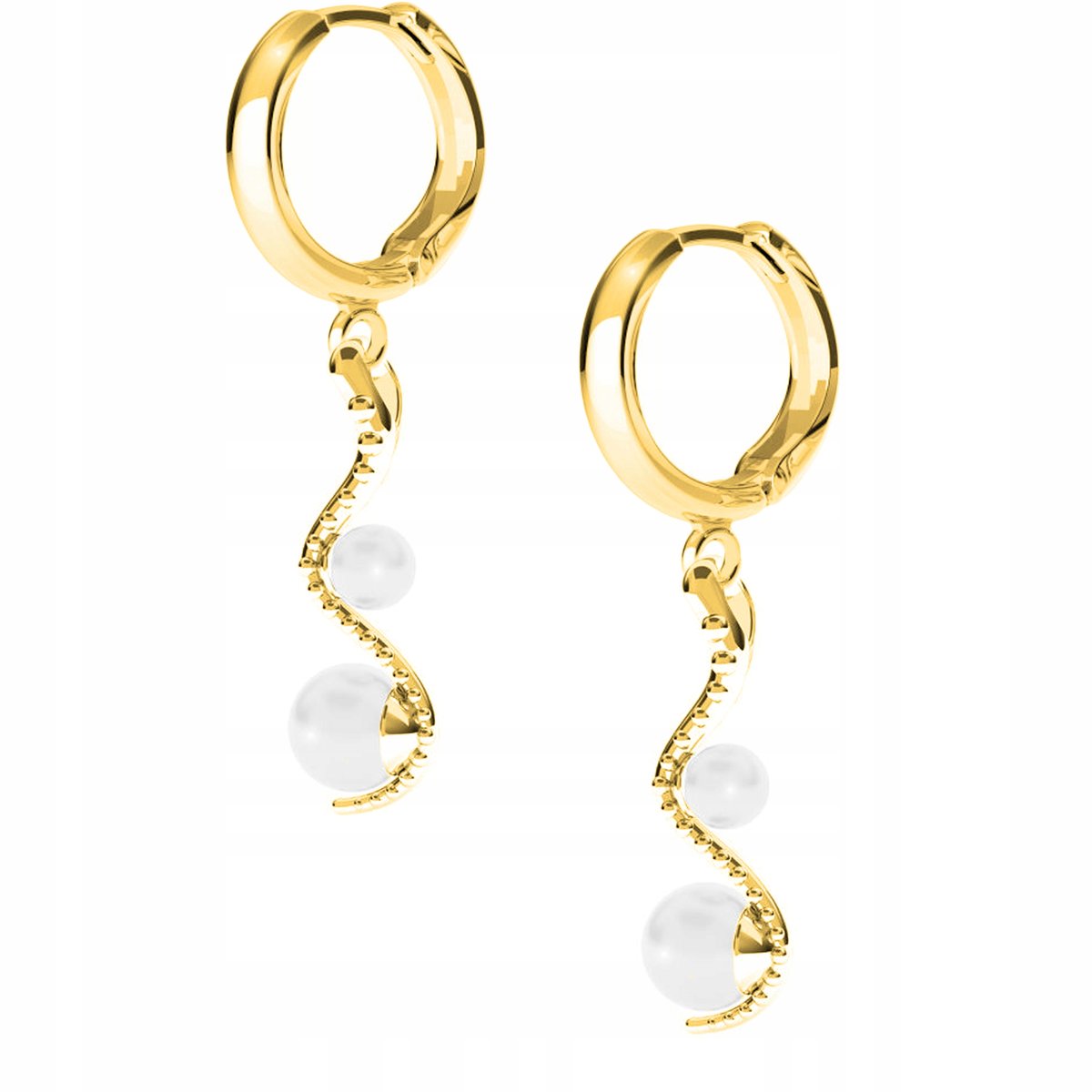 Kolczyki złote Wąż Z Perłami Snake 925