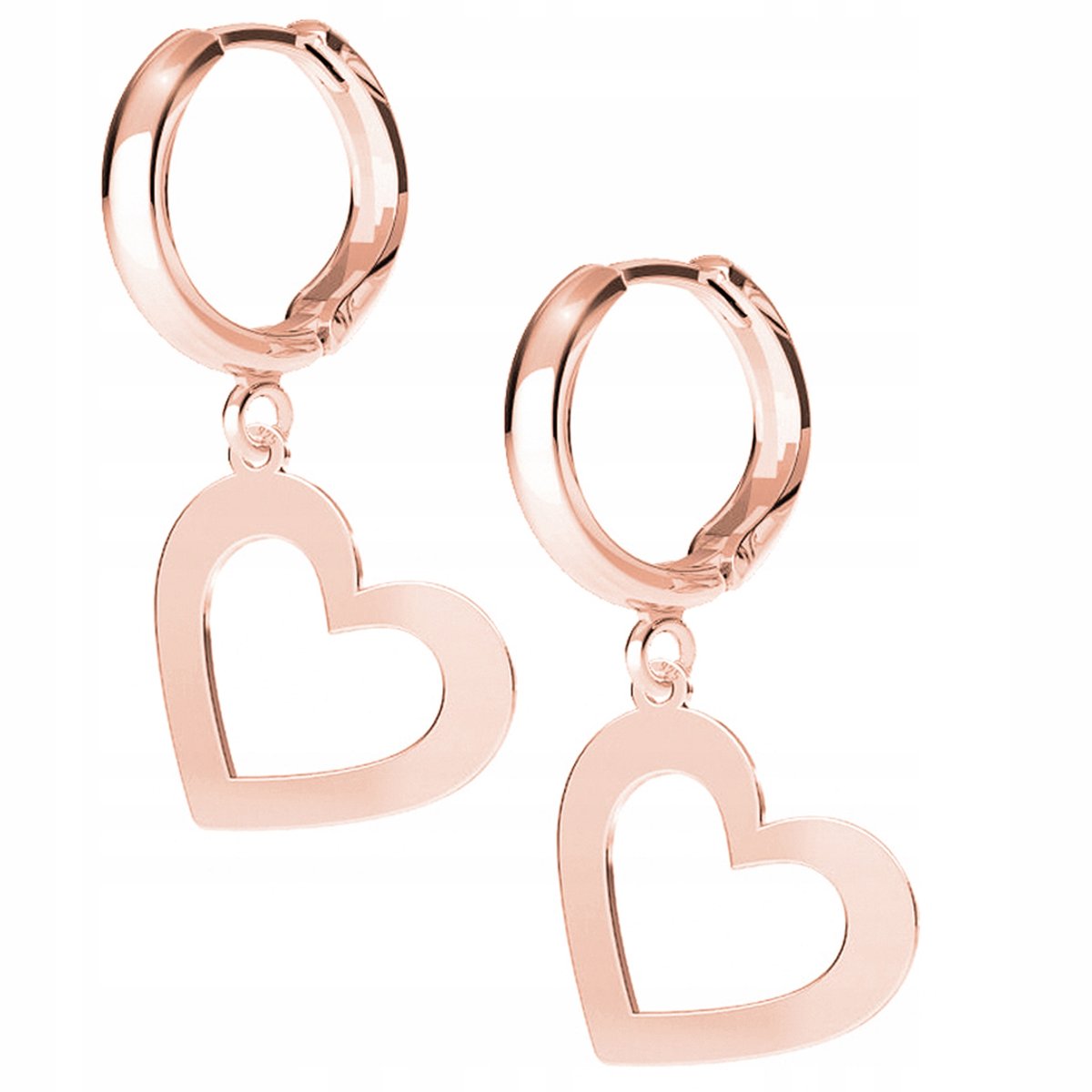 Kolczyki Serce Serduszko różowe złoto 925