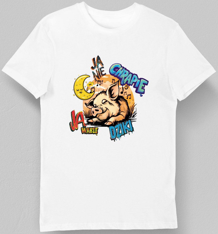 Koszulka męska z napisem ja nie chrapię, ja wabię dziki biała L