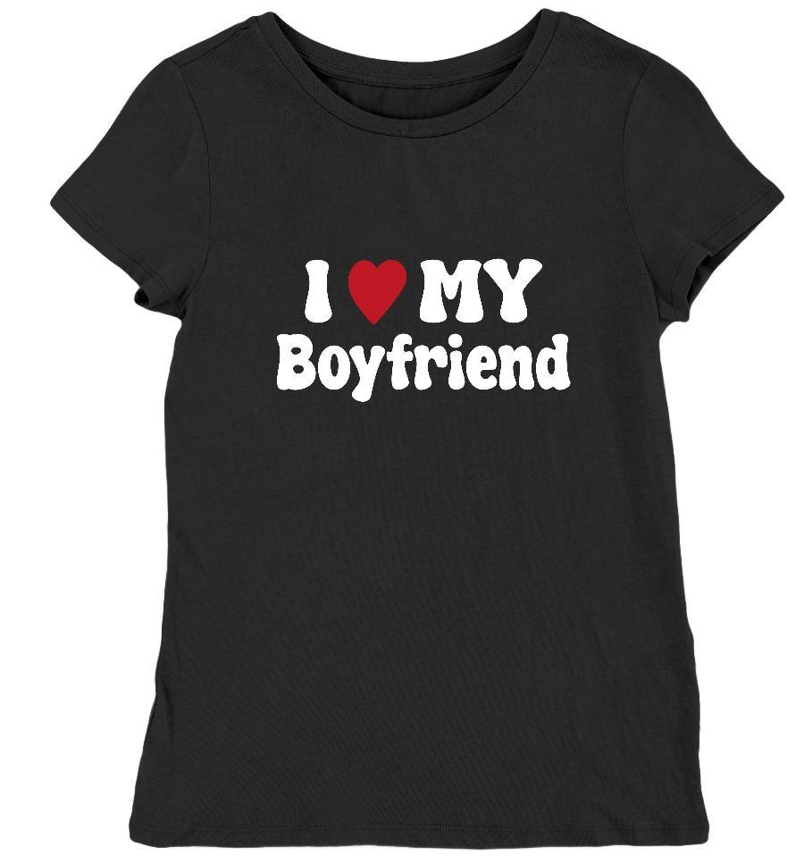 Koszulka damska walentynki i love my boyfriend czarna M