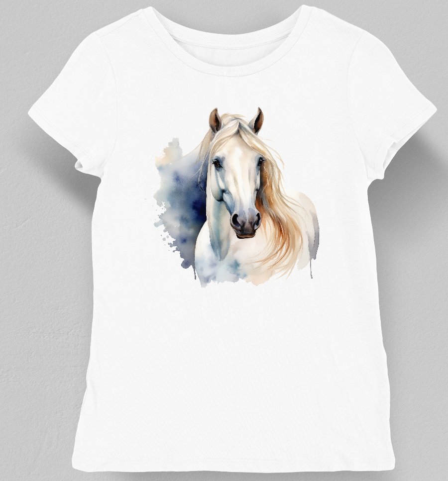 Koszulka damska z nadrukiem konia biała L