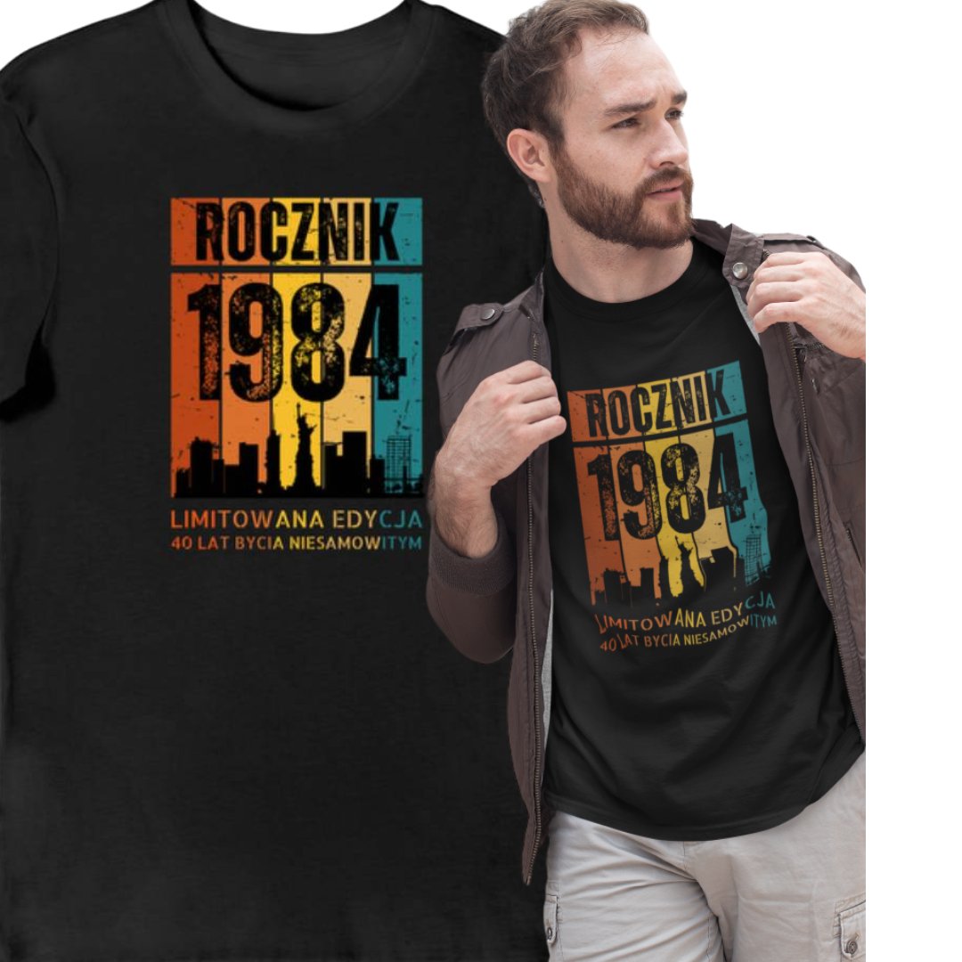 Koszulka na 40 urodziny Rocznik 1984 limitowana edycja czarna 3XL