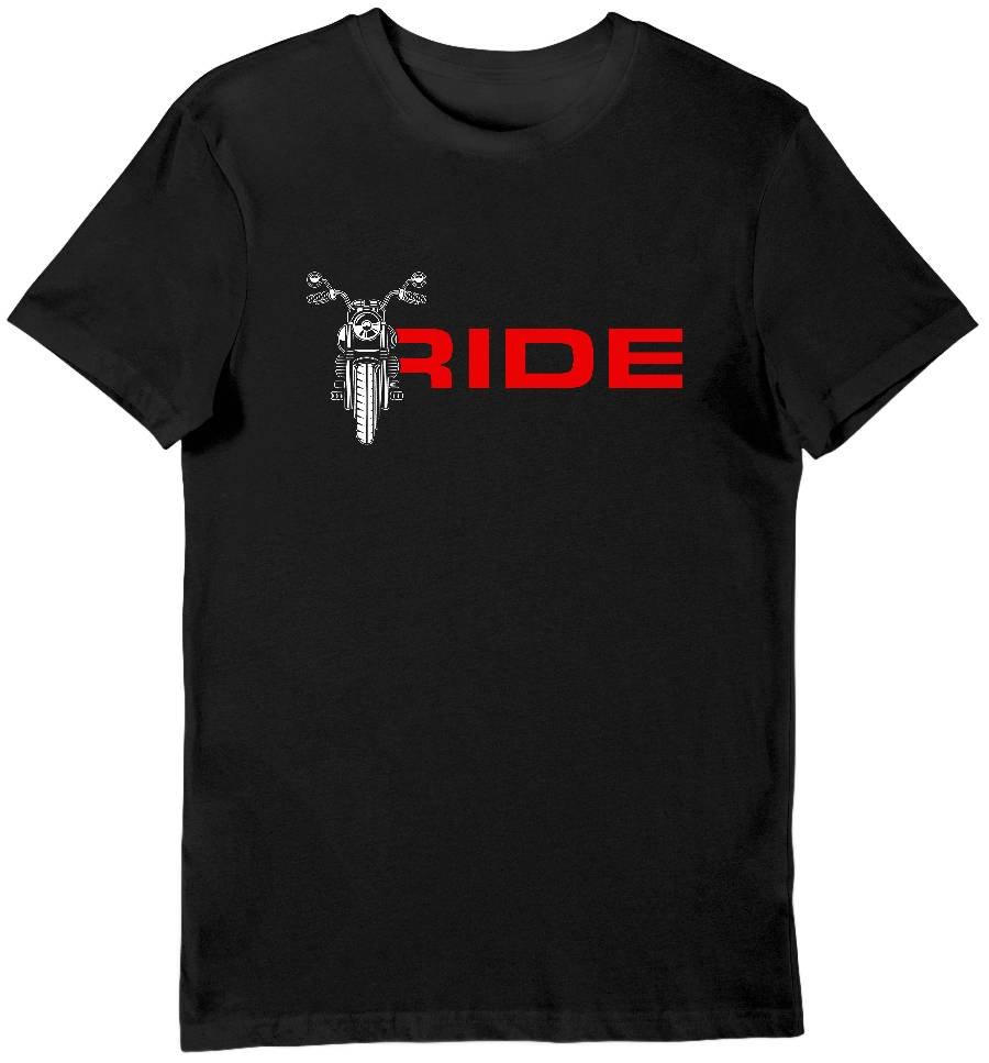 Koszulka męska dla motocyklisty z napisem RIDE czarna L