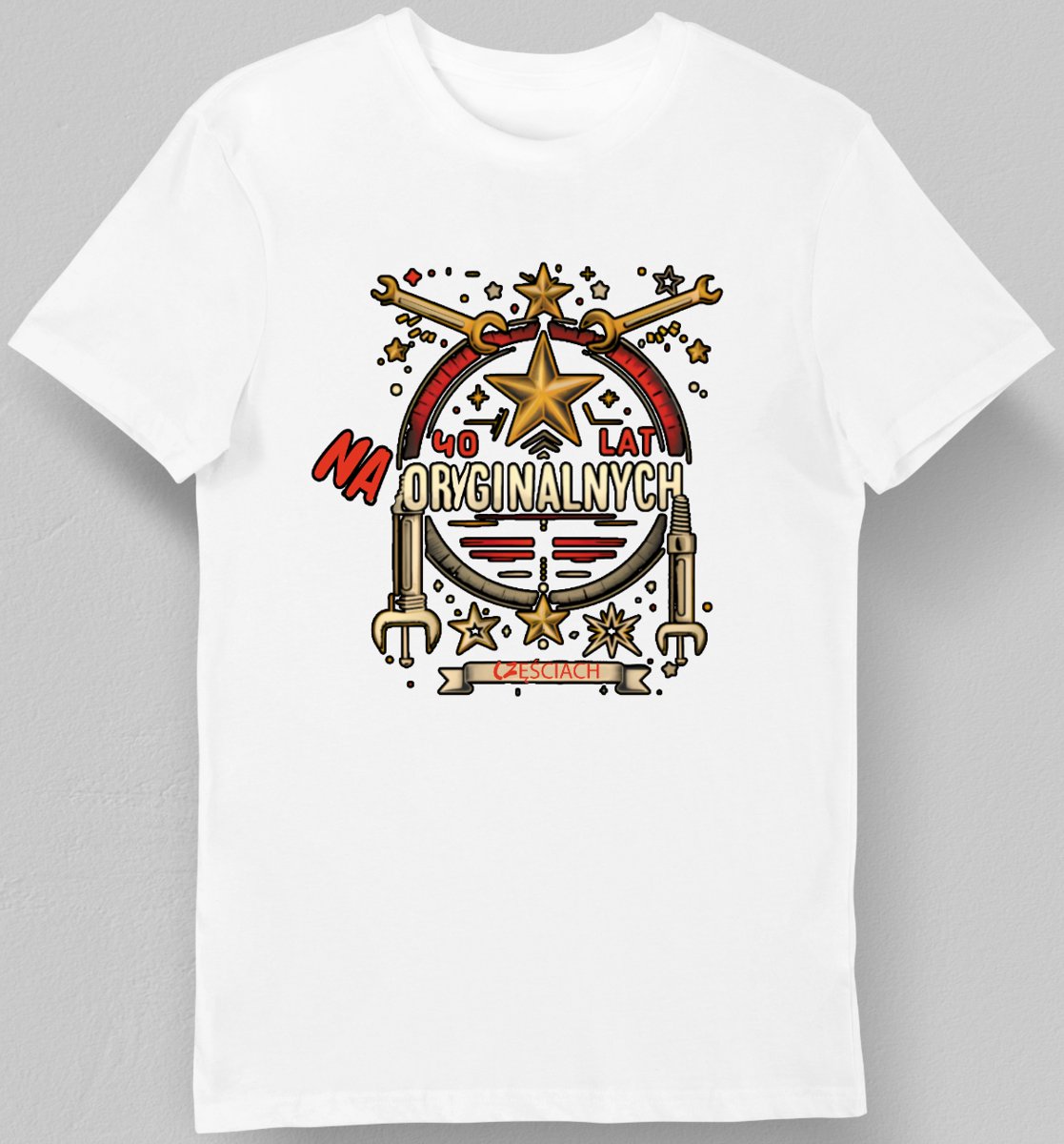 Koszulka na 40 lat na oryginalnych częściach biała 2XL