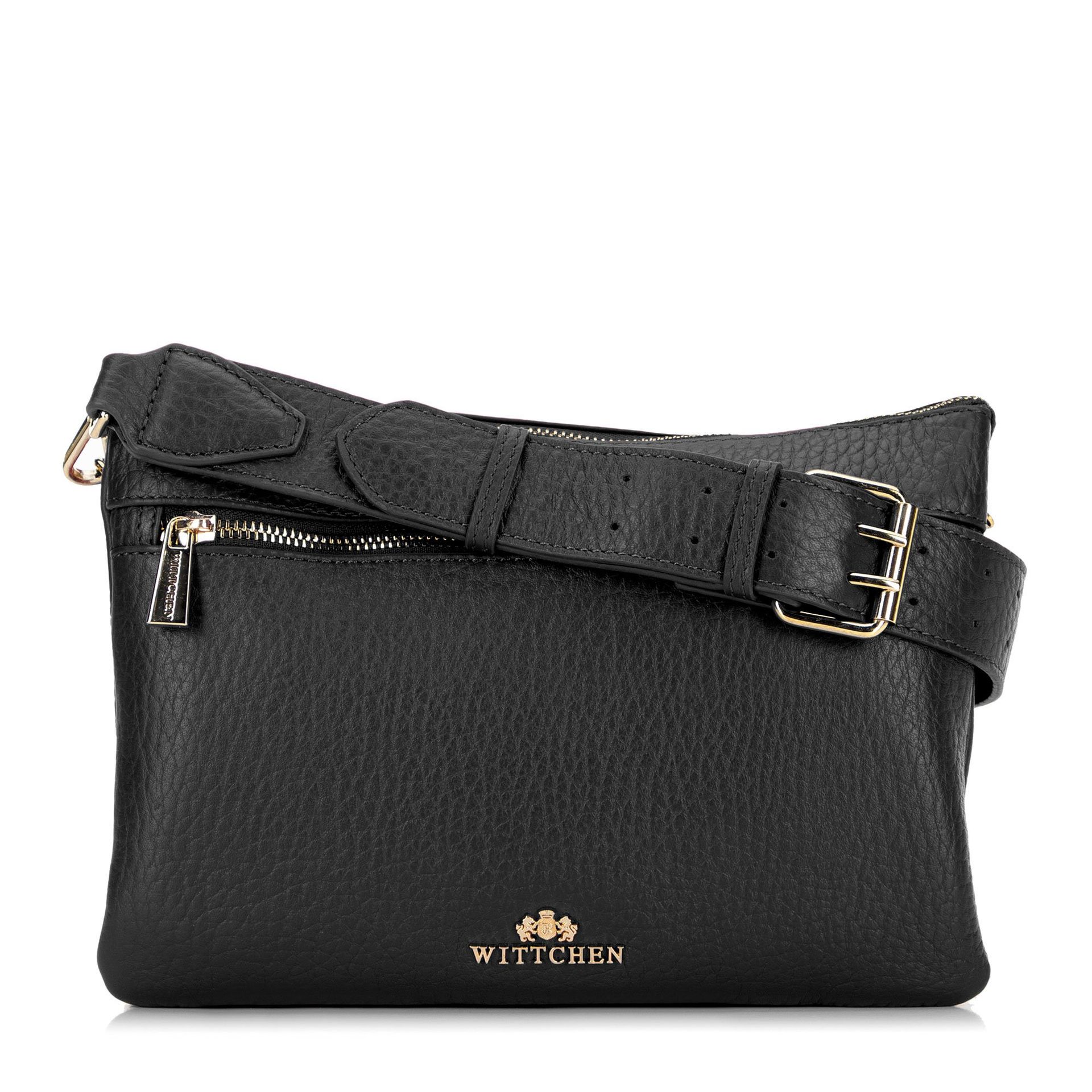 Torebka crossbody ze skóry trójkomorowa czarna