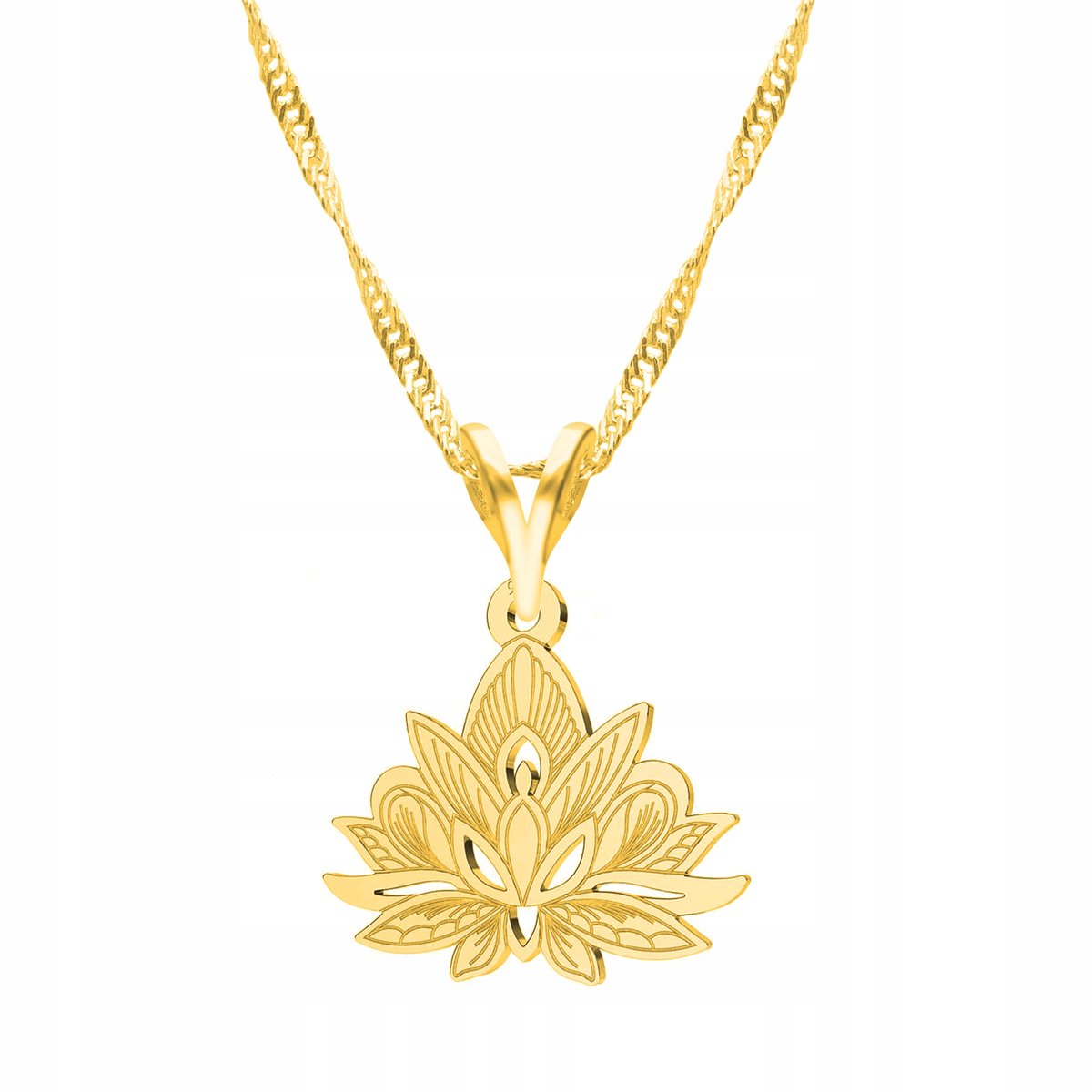 Łańcuszek złoty naszyjnik 925 Kwiat Lotosu