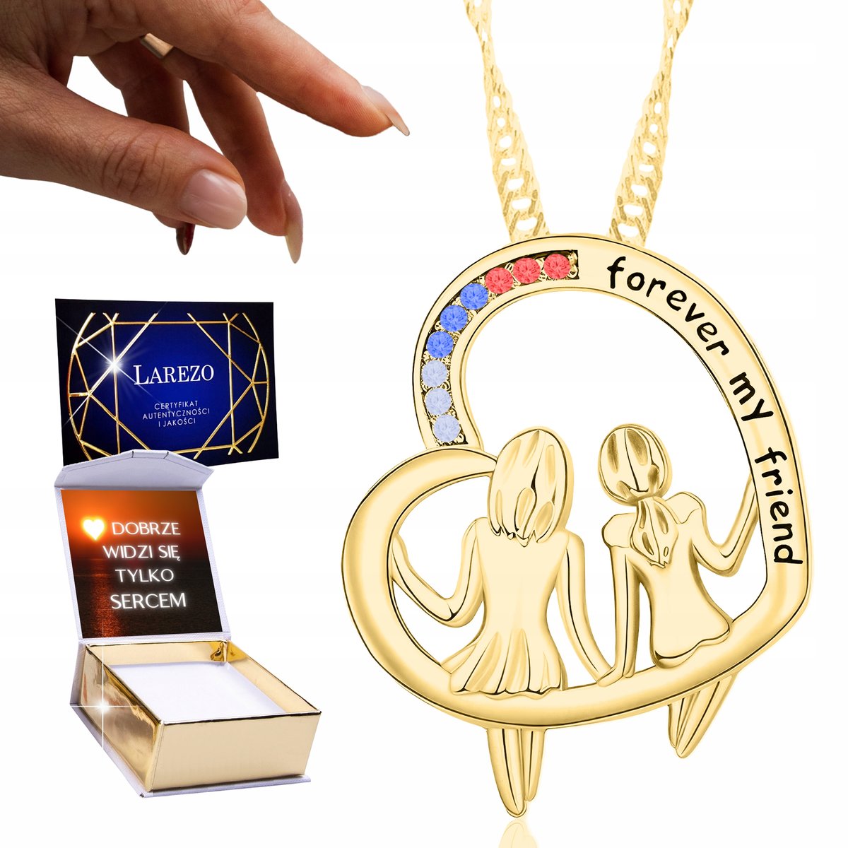 Złoty Naszyjnik 925 Serce dla Przyjaciela bff Best Friends Forever + NADRUK