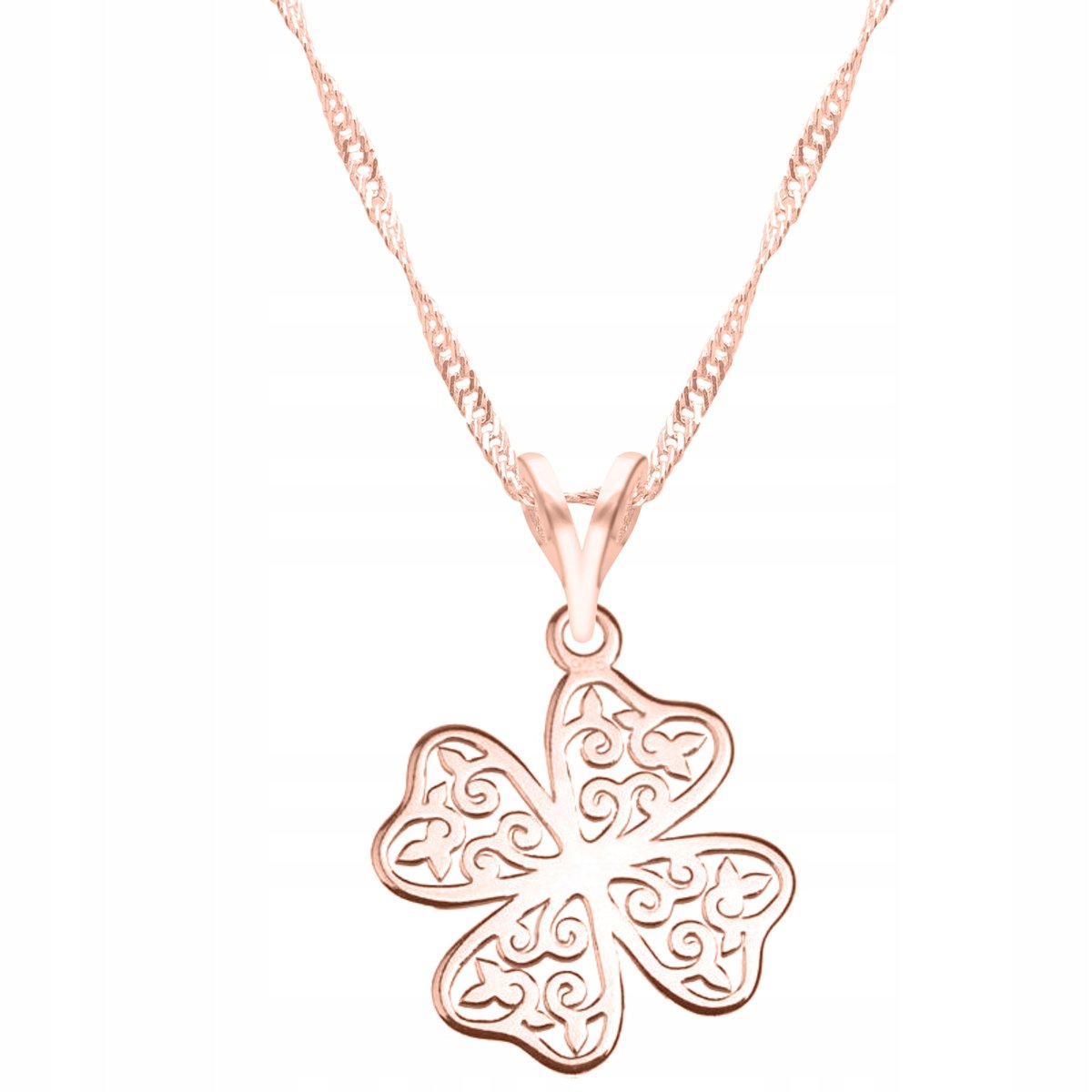 Łańcuszek złoty naszyjnik 925 Koniczyna