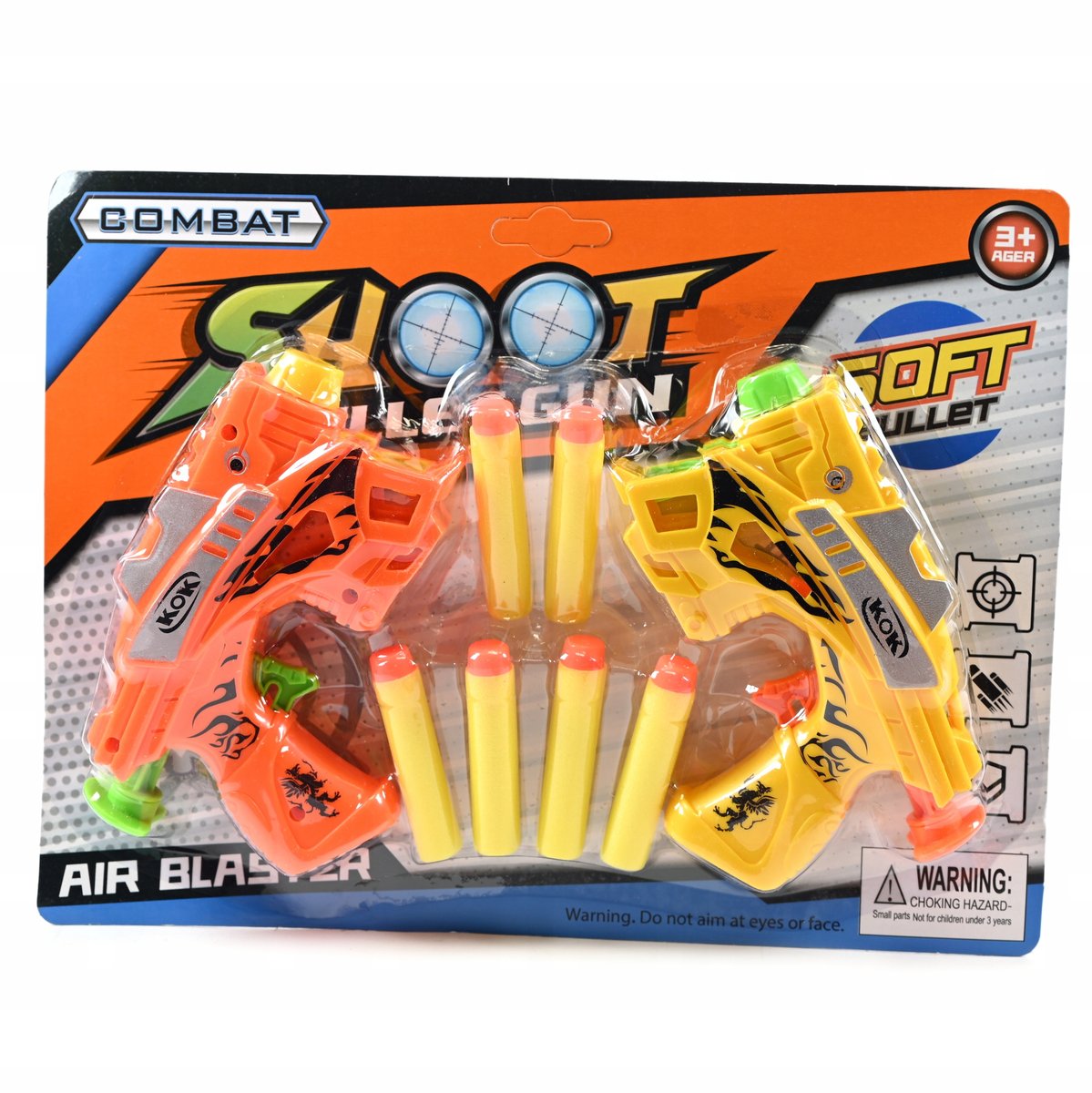 PISTOLET DLA DZIECI NA STRZAŁKI PIANKOWE BEZPIECZNE NABOJE 6SZT