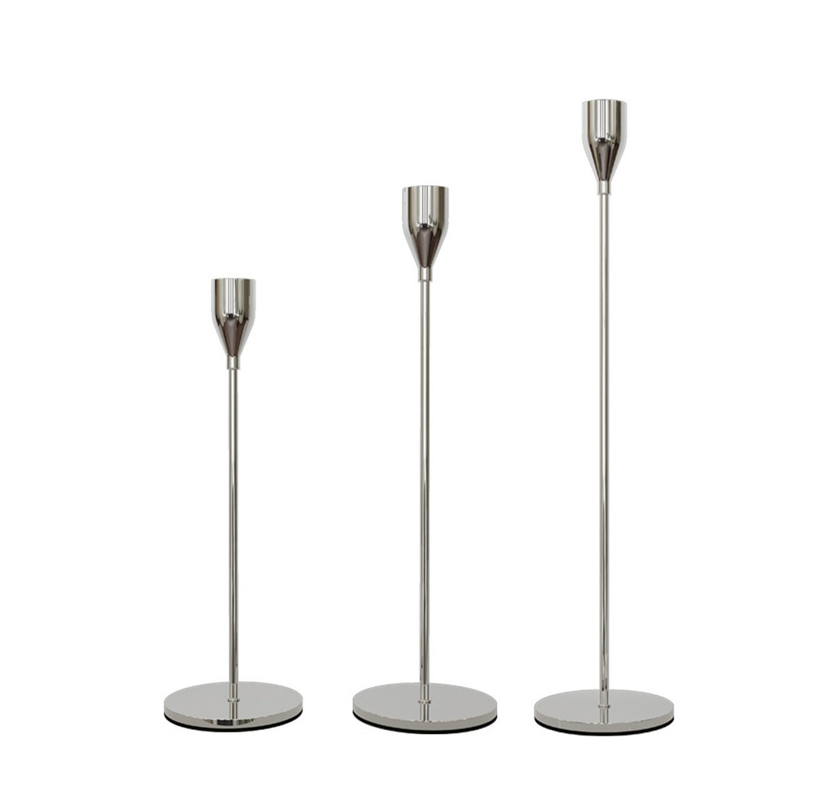 Świecznik Zestaw 3 minimalistycznych świeczników metalowych srebrnych