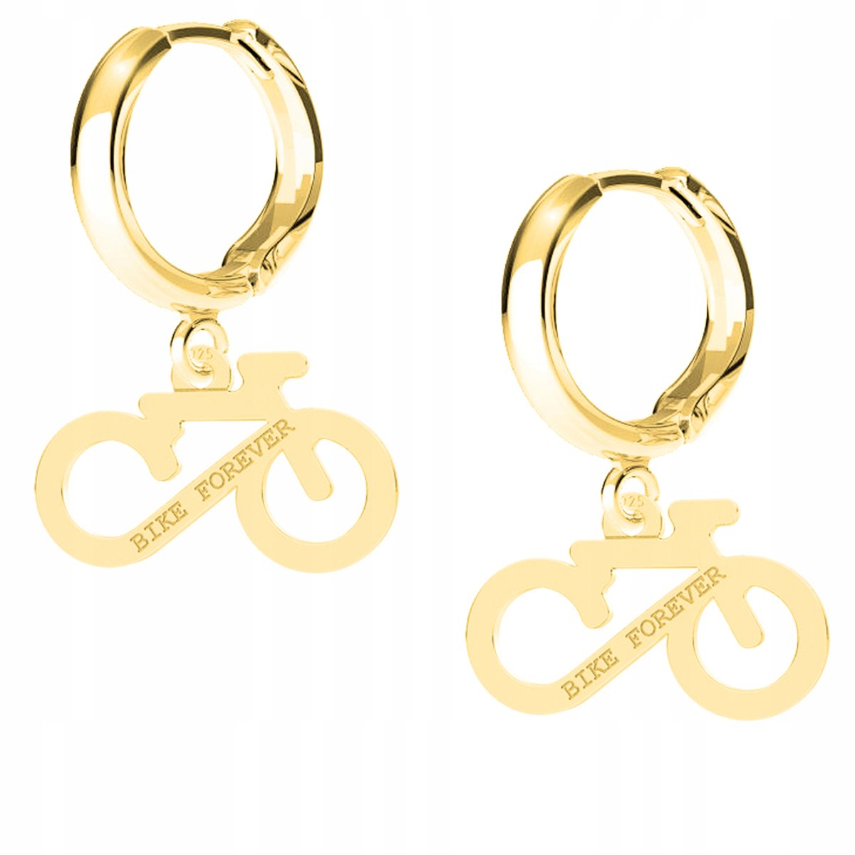 Kolczyki złote Rower Bike Forever 925