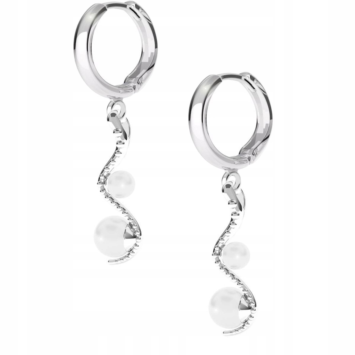 Kolczyki srebrne Wąż Z Perłami Snake 925