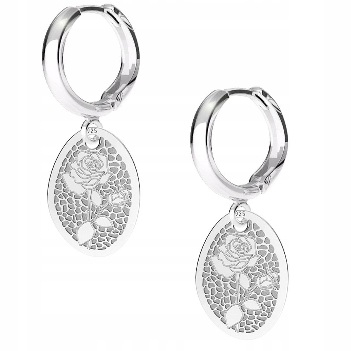 Kolczyki srebrne Blaszka Róża Kwiat 925