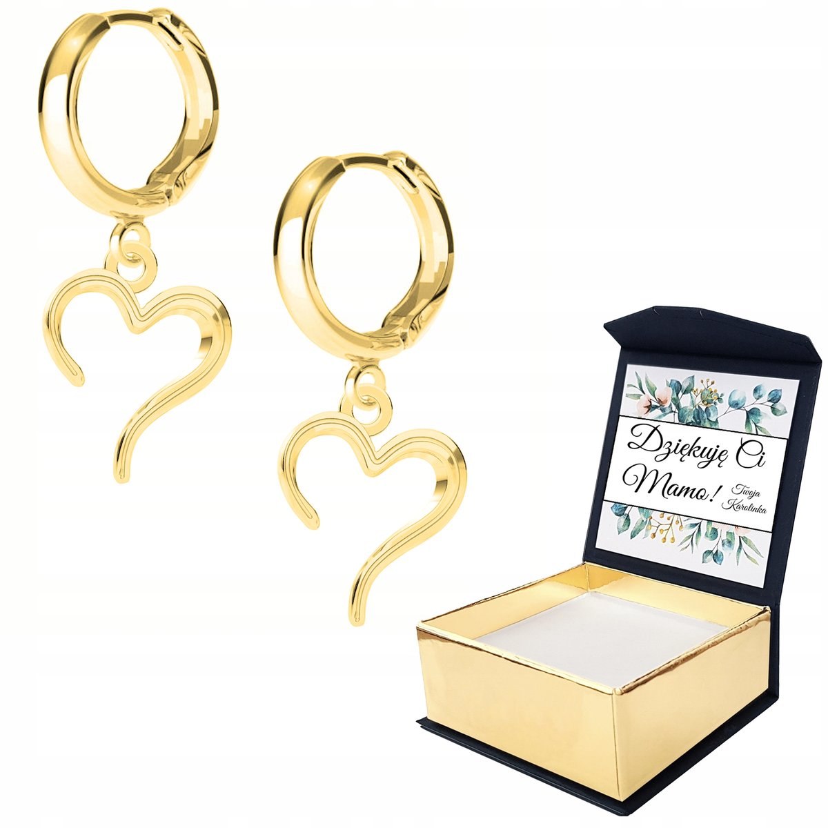 Kolczyki złote Serce Serduszko 925 WŁASNY NADRUK