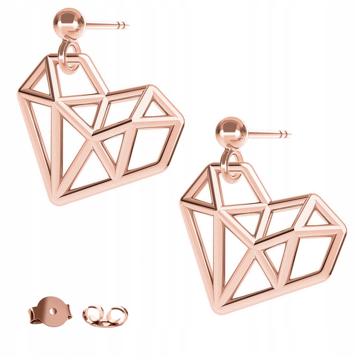 Kolczyki Serce Serduszko różowe złoto 925