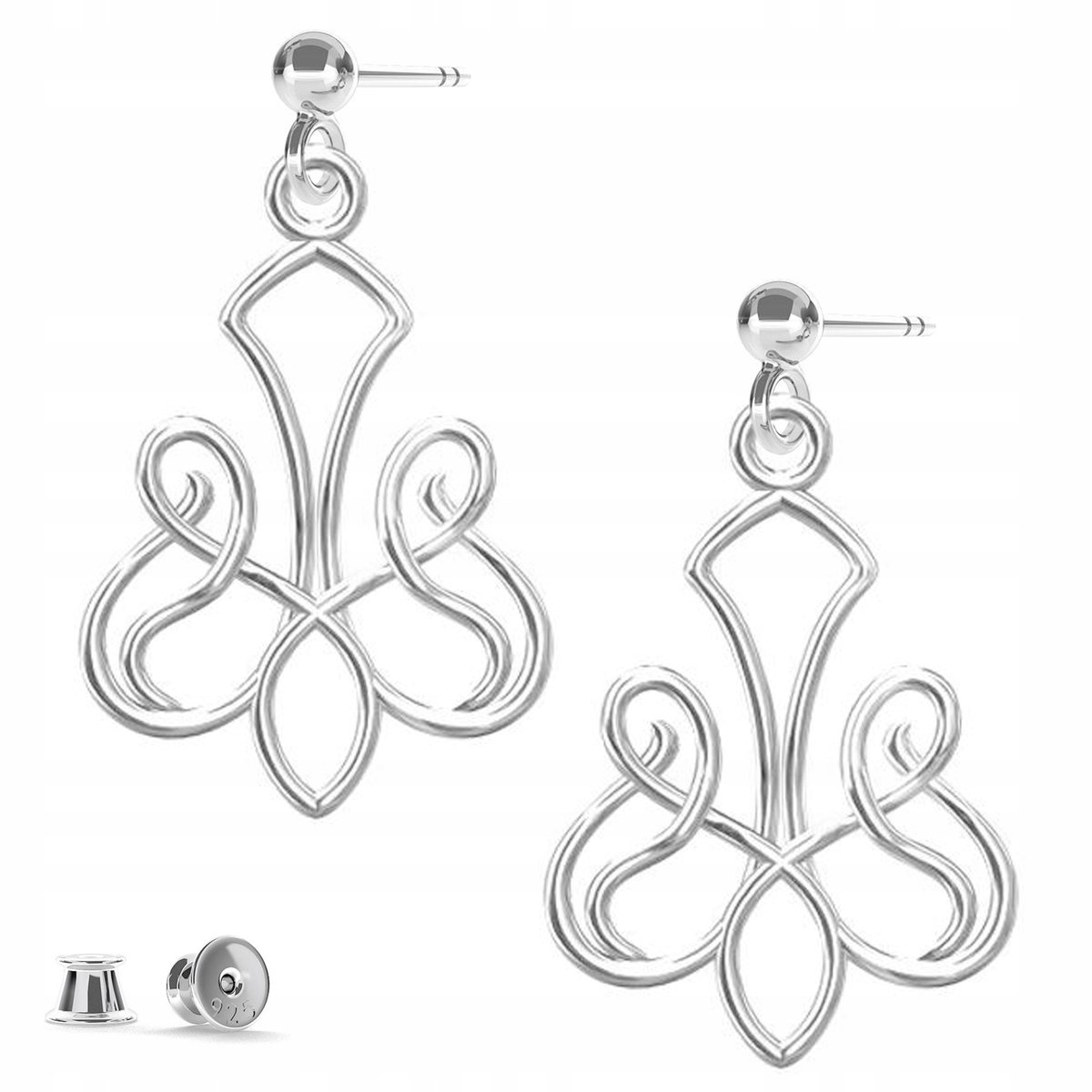 Kolczyki srebrne wiszące Ażurowe 925