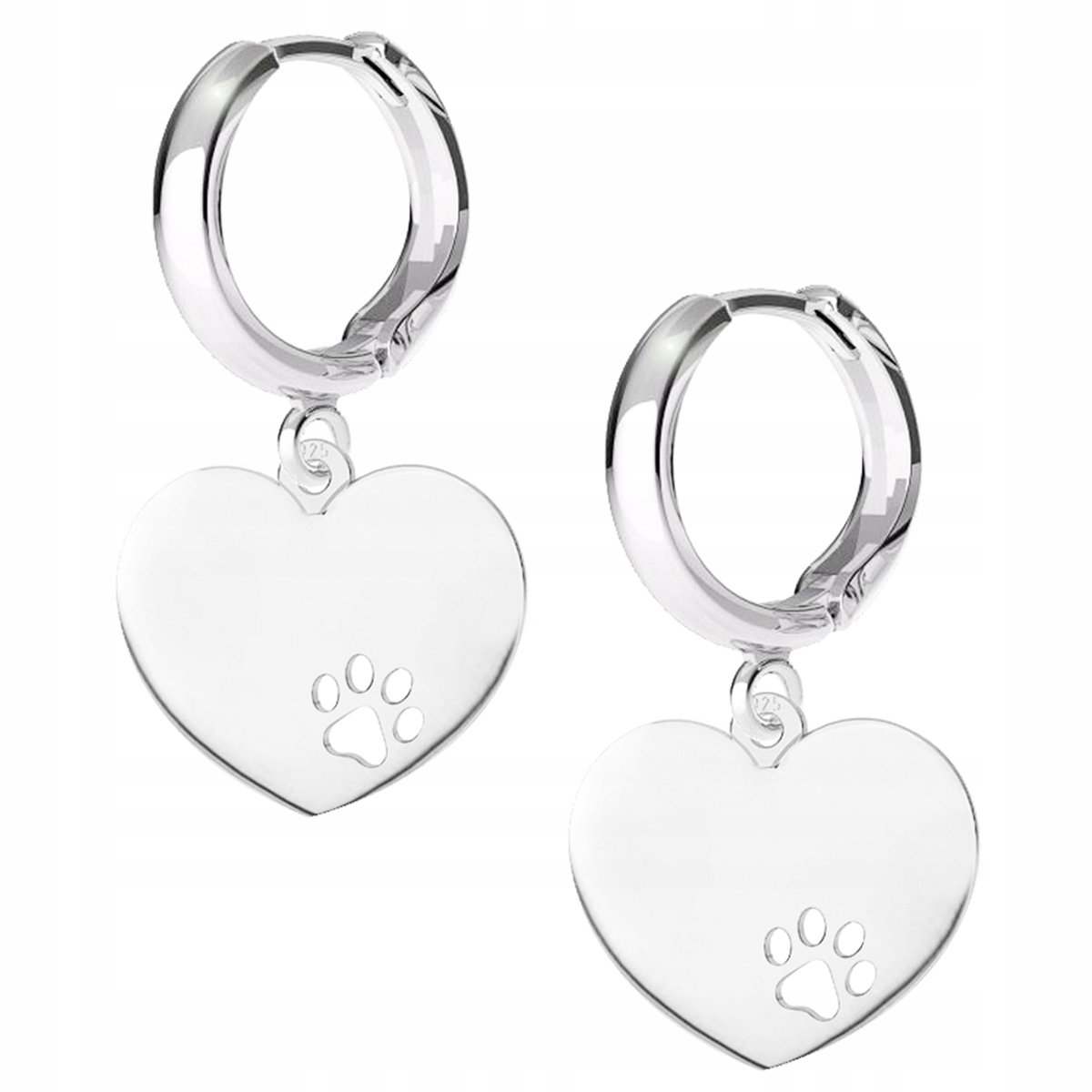 Kolczyki srebrne Serce Łapka Pies 925
