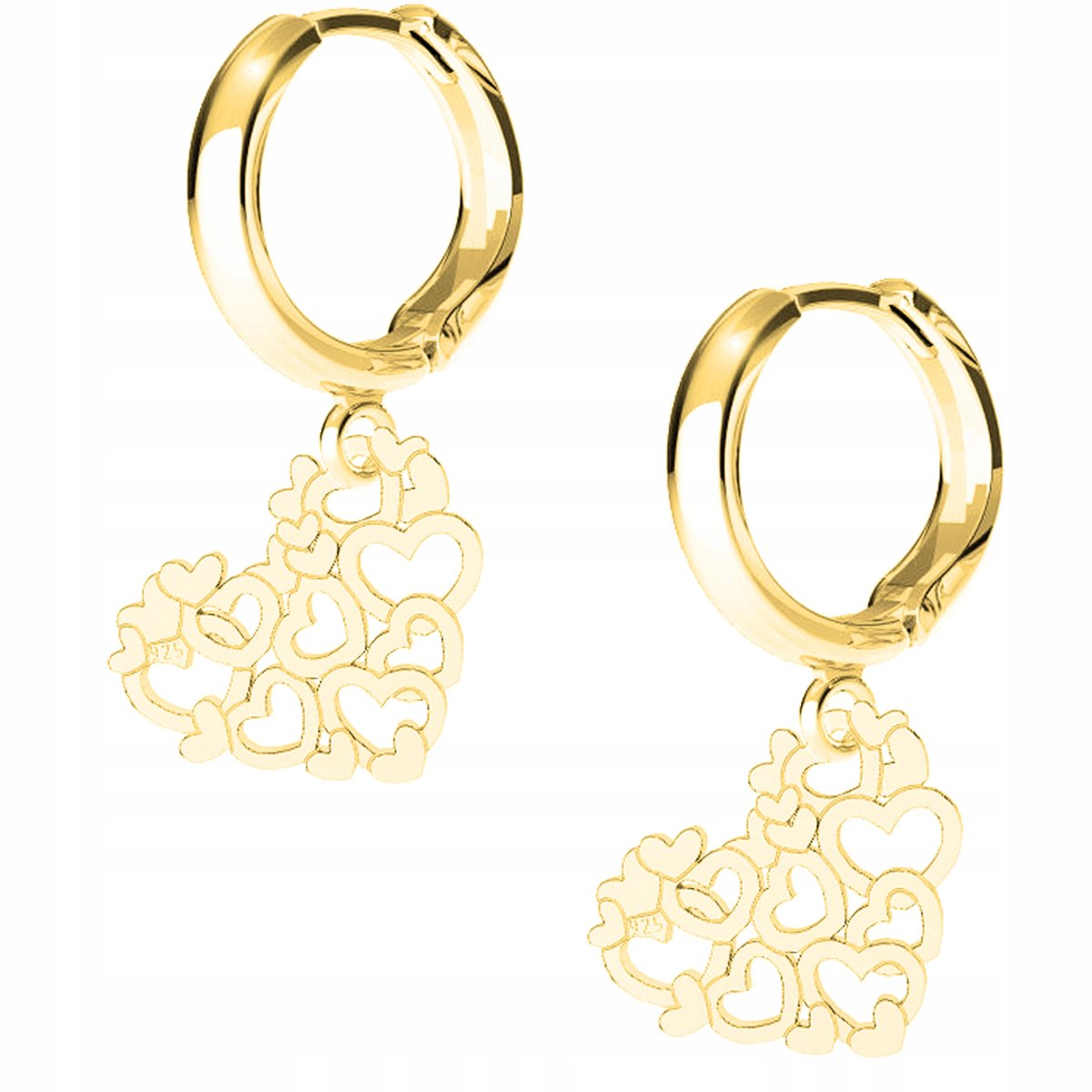Kolczyki złote Serca 925