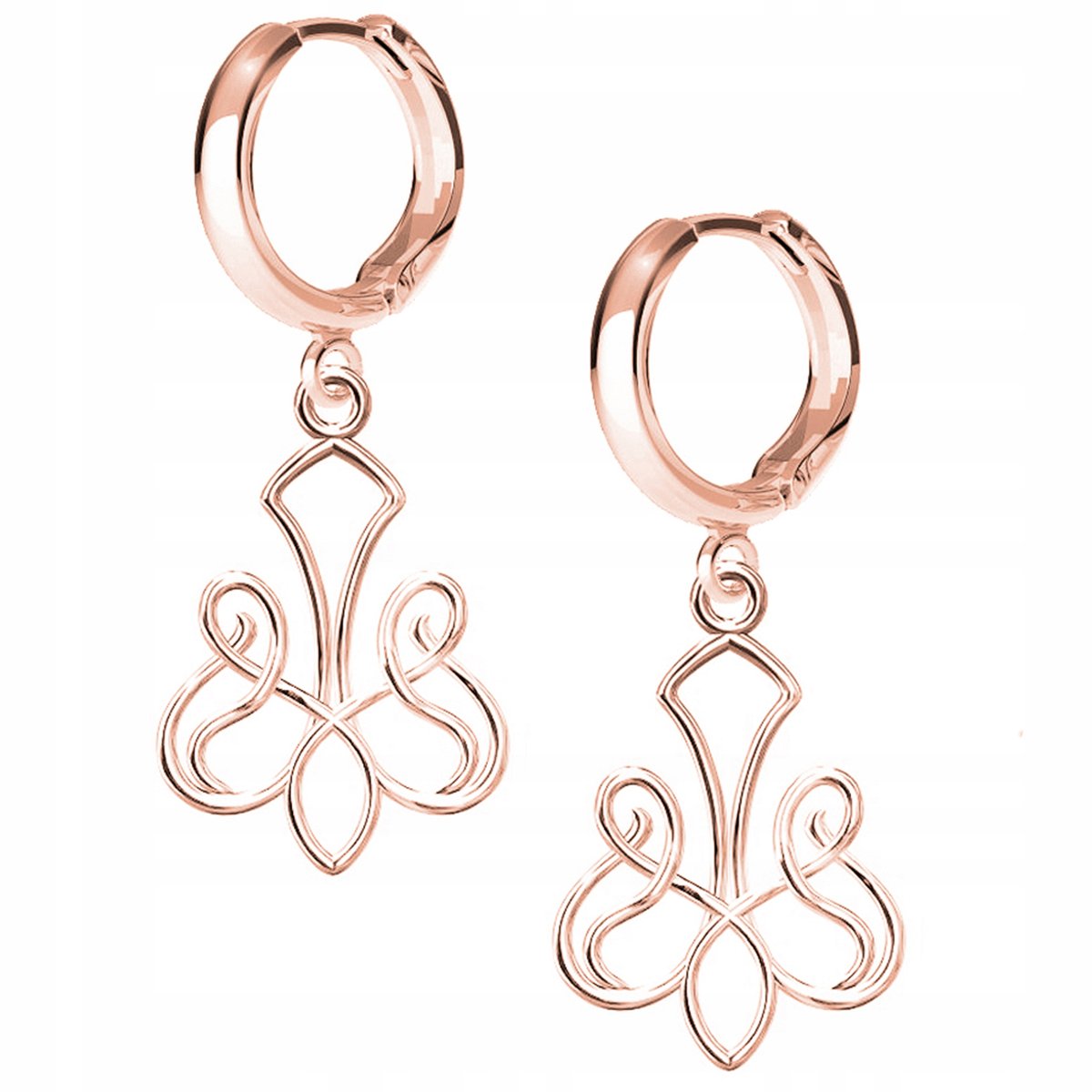Kolczyki wiszące Ażurowe różowe złoto 925
