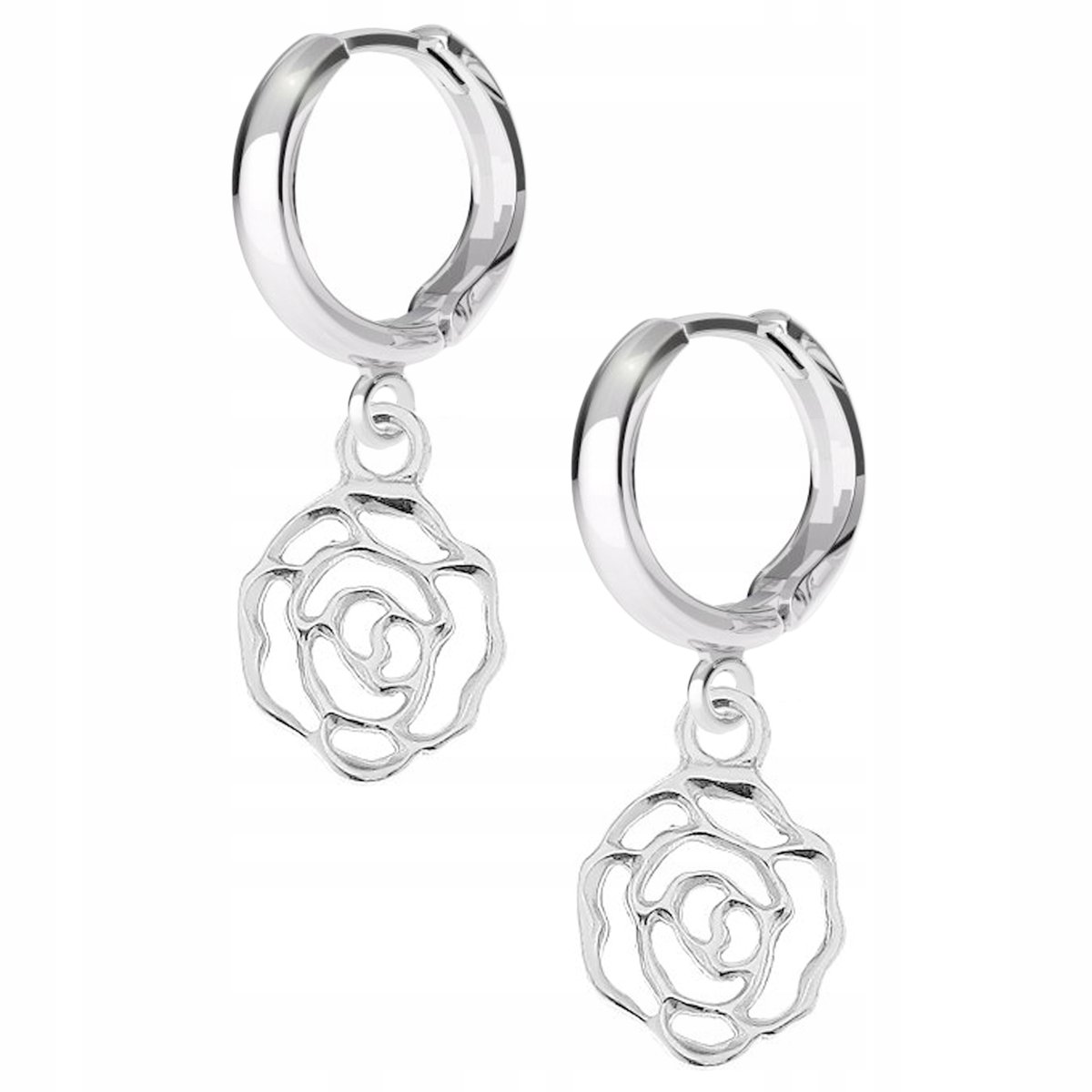 Kolczyki srebrne Róża Kwiat Kwiatek 925