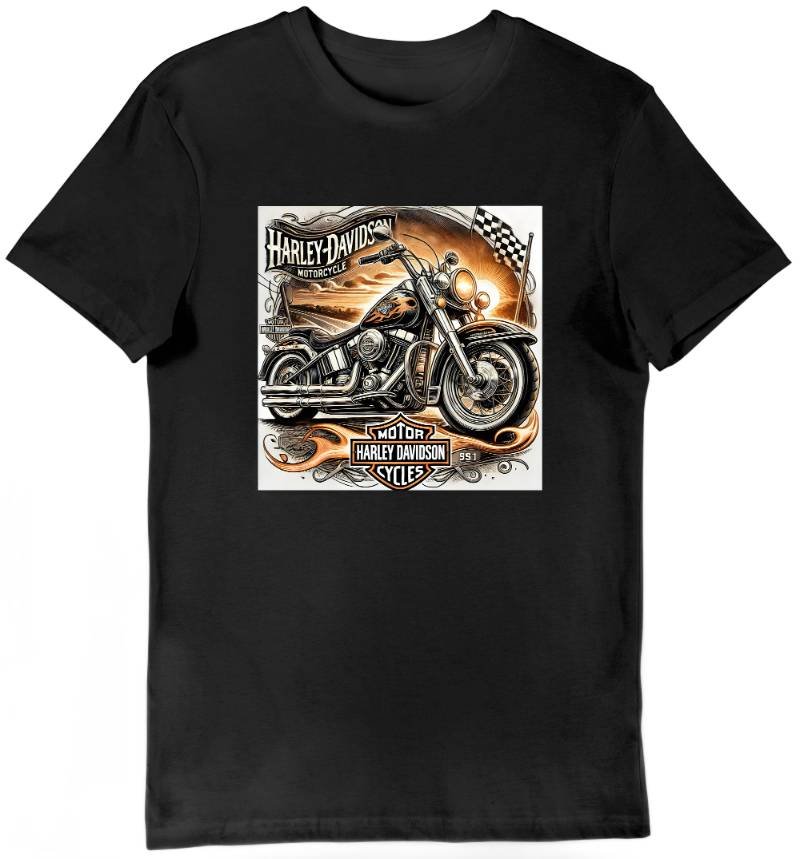 Koszulka męska z motywem motocykla Harley-Davidson czarna L