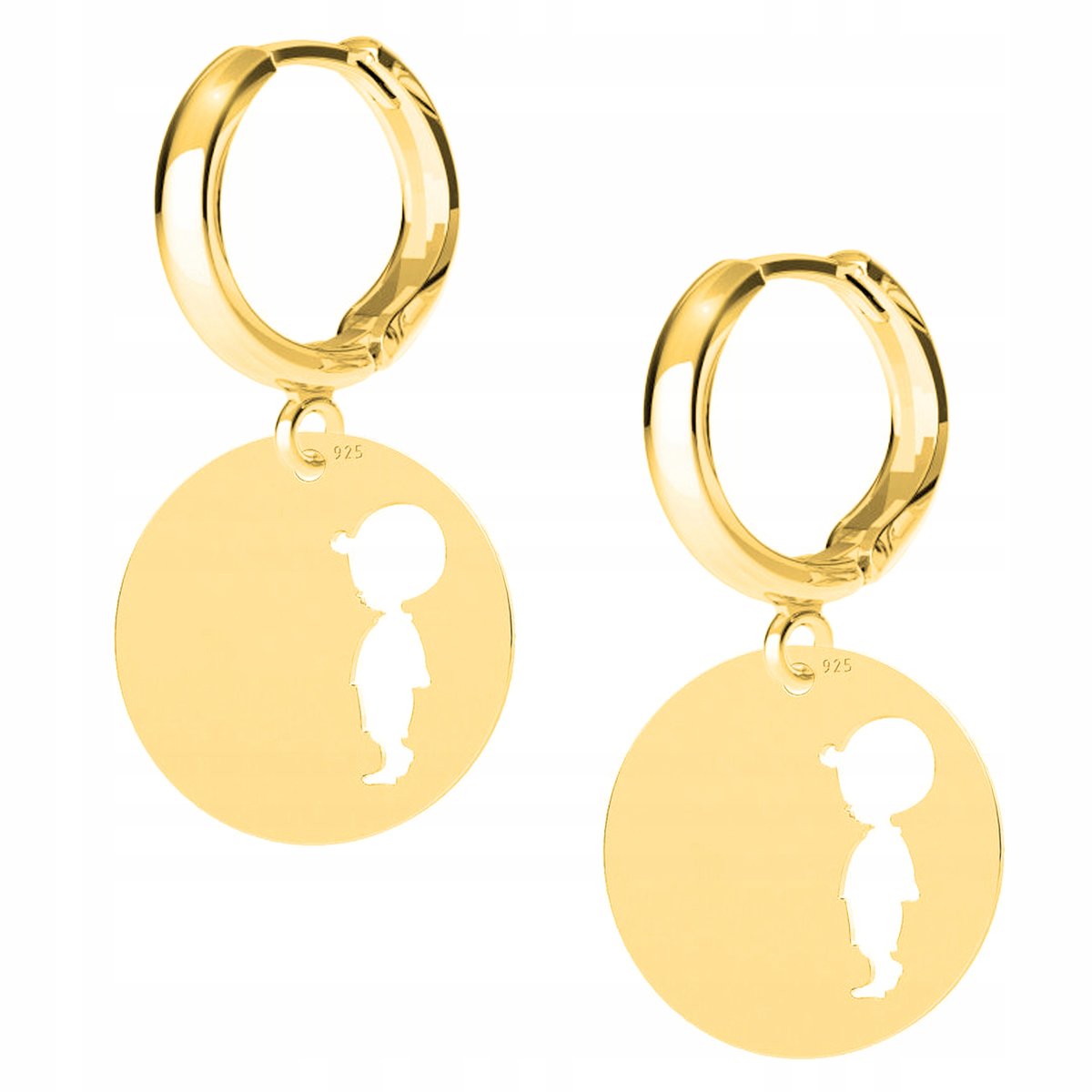 Kolczyki złote Blaszka Chłopiec Grawer 925