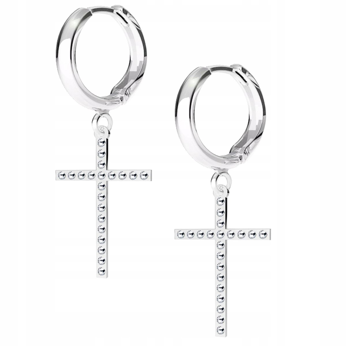 Kolczyki srebrne Krzyż Swarovski 925