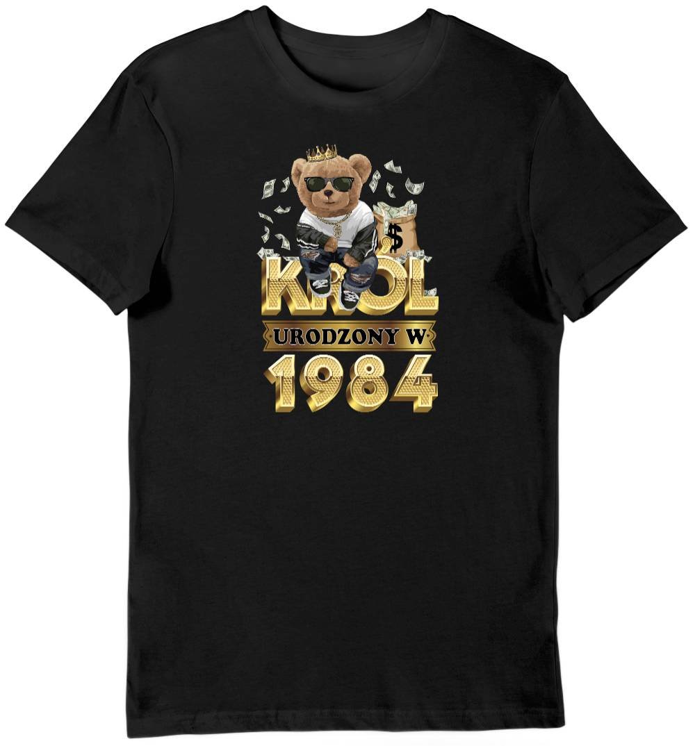 Koszulka na 40 urodziny Król urodzony w 1984 czarna S