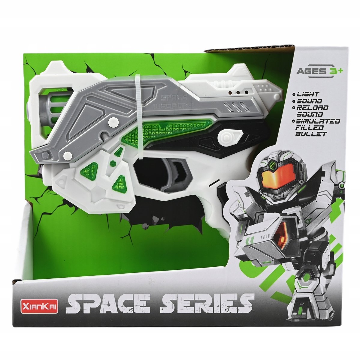 PISTOLET NA BATERIE BLASTER KOSMICZNE WOJNY DŹWIĘK ŚWIATŁO RÓŻNE KOLORY