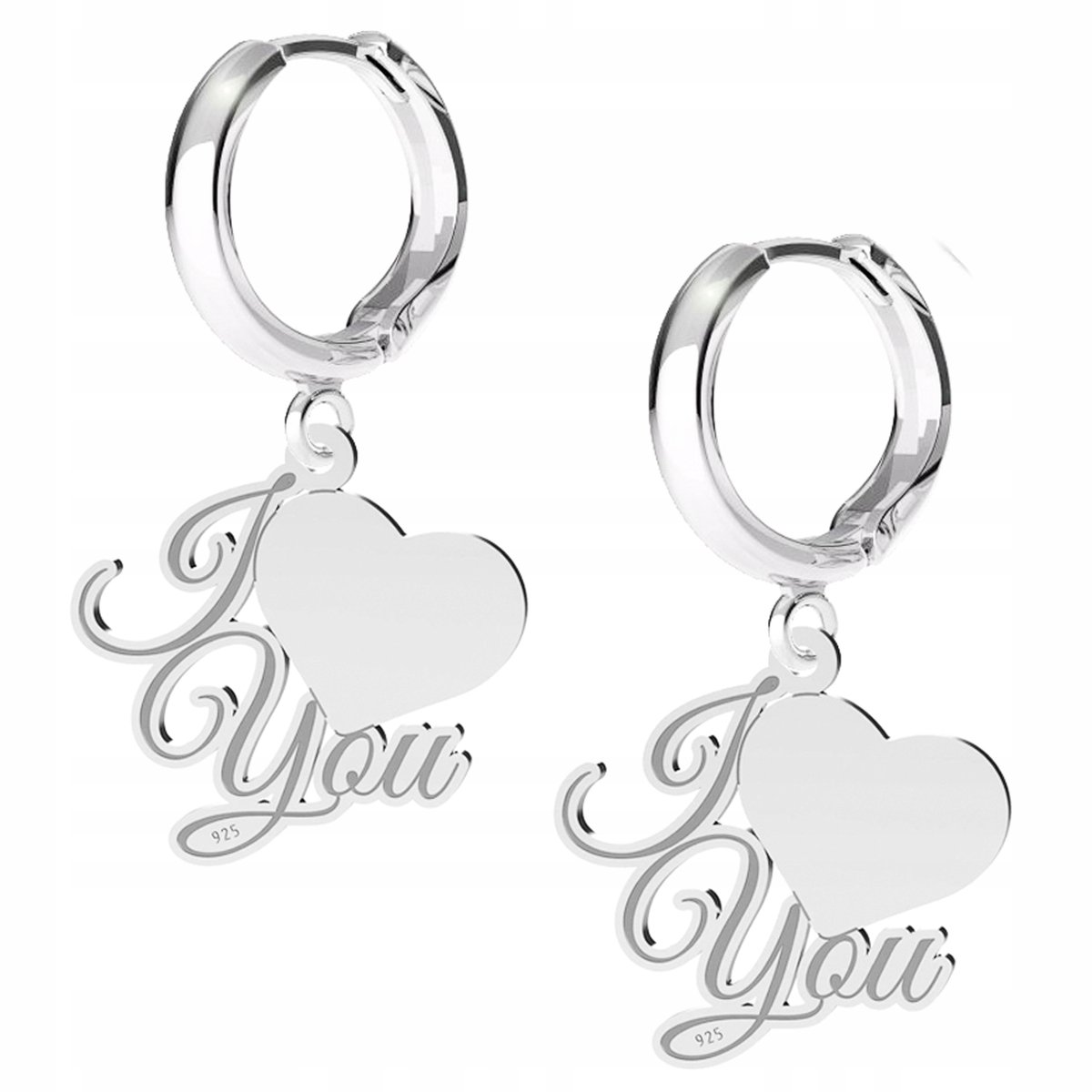 Kolczyki srebrne I Love You Serce 925
