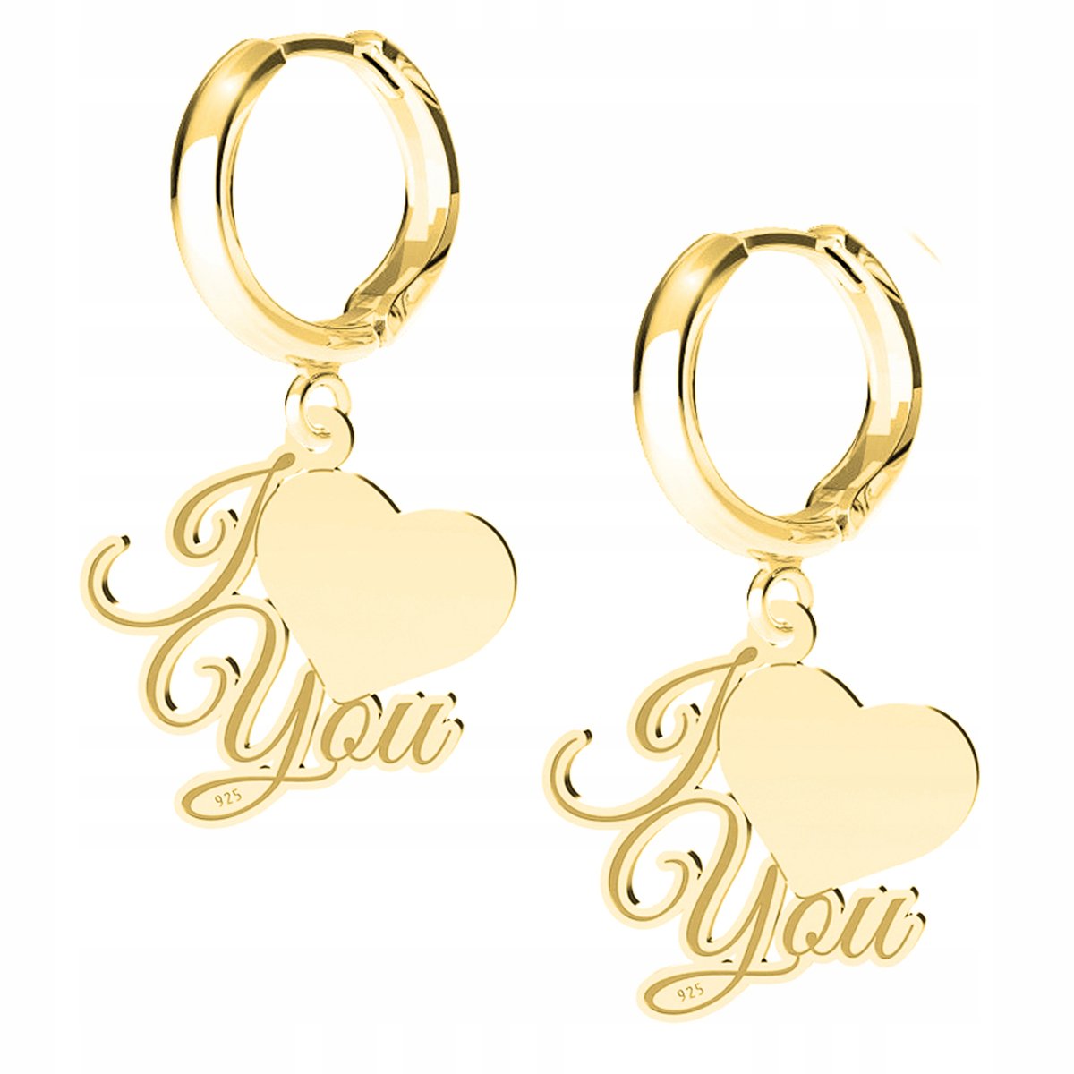 Kolczyki złote I Love You Serce 925